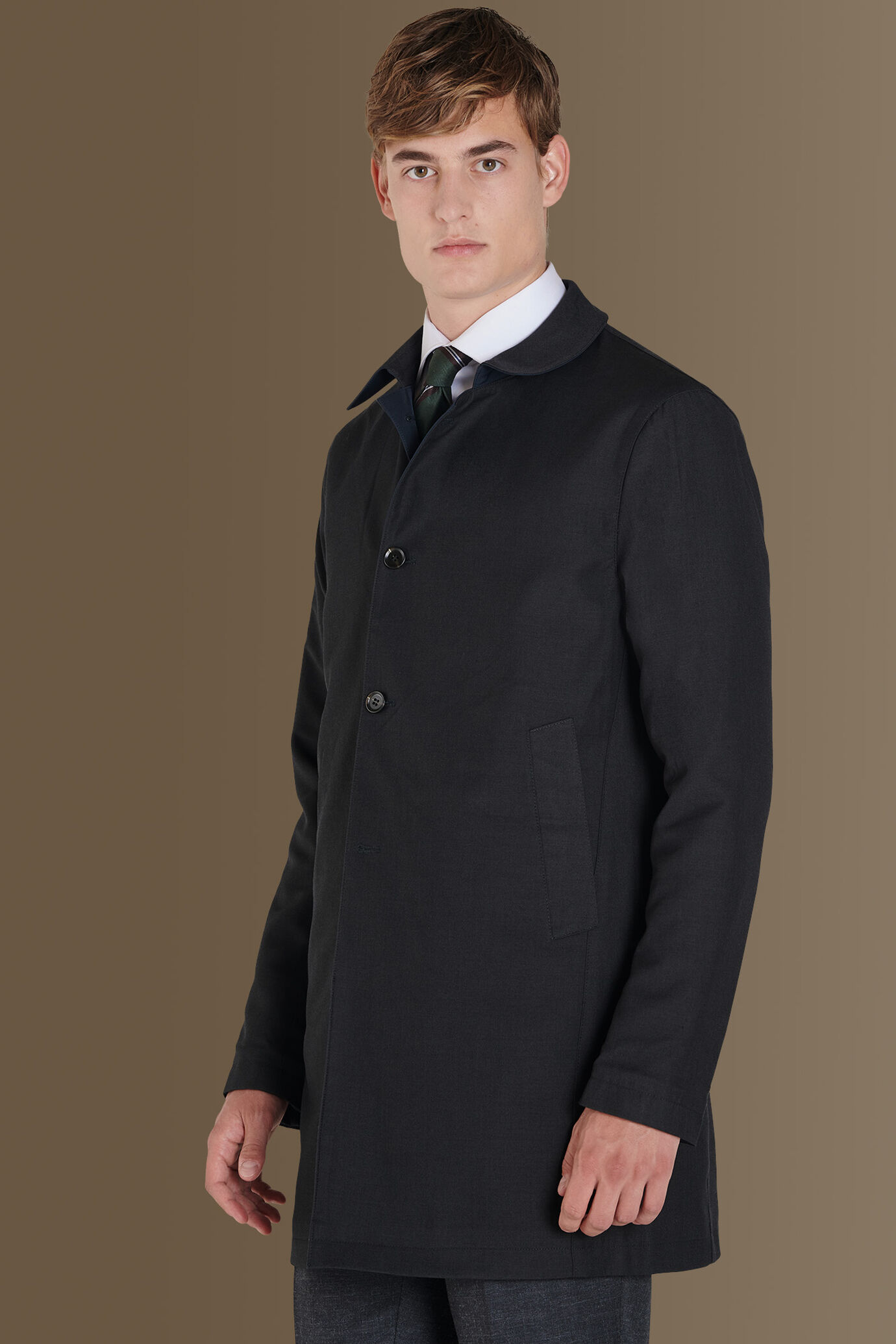 Coated wool blend double face raincoat image number 1