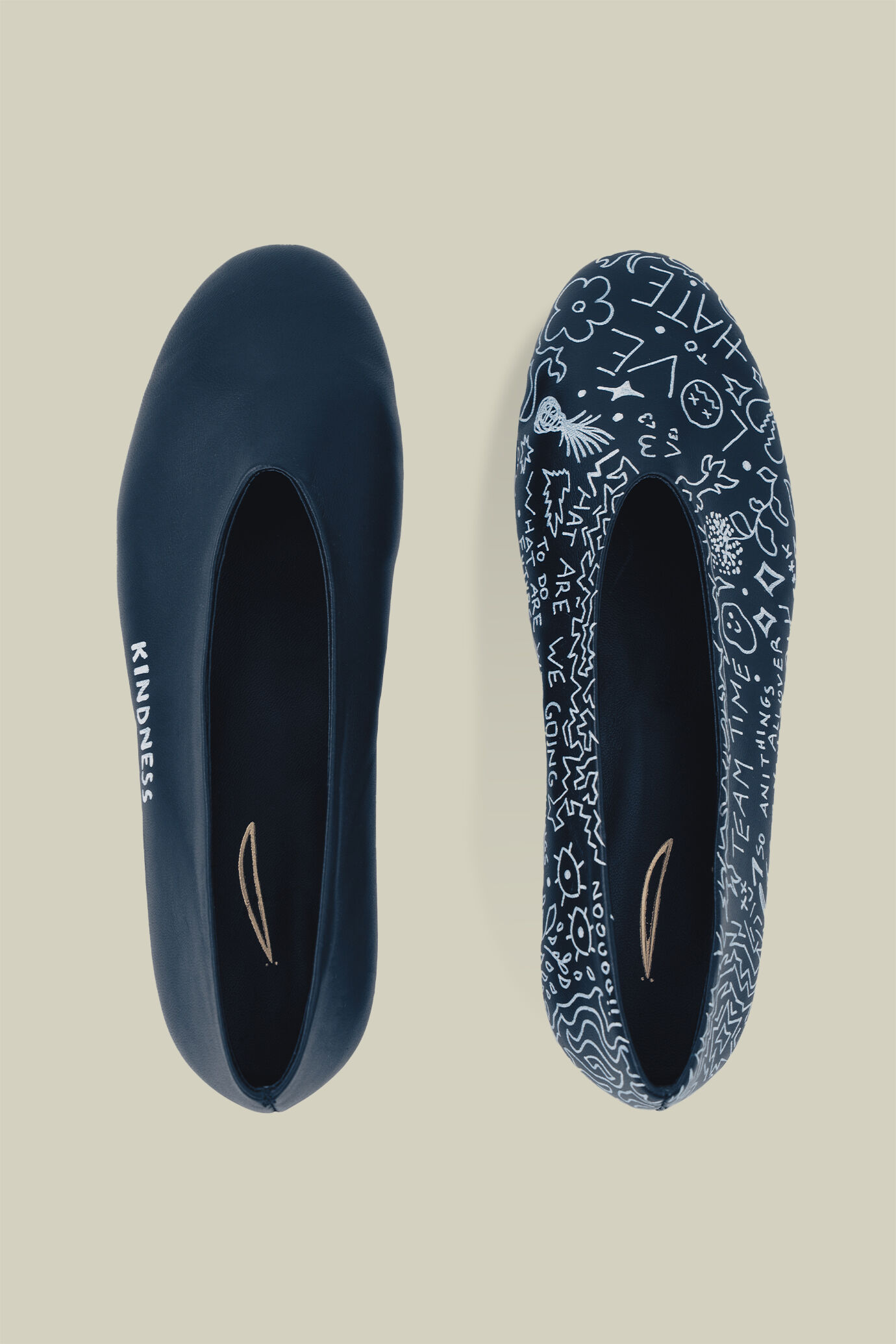 Damen-Ballerinas 100 % Leder handbemalt "Imperfection” Limitierte Edition image number 3