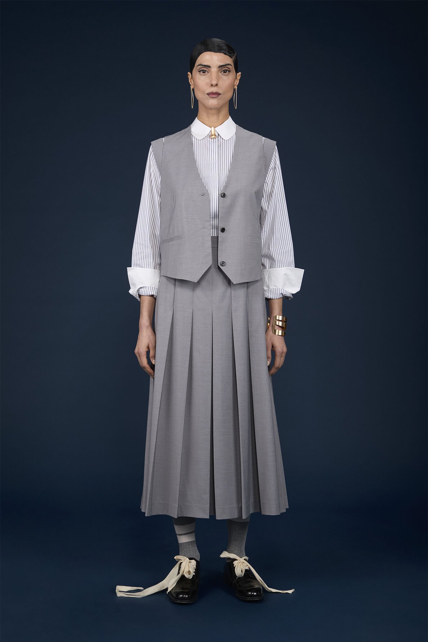 Gilet donna formale con fodera rigata