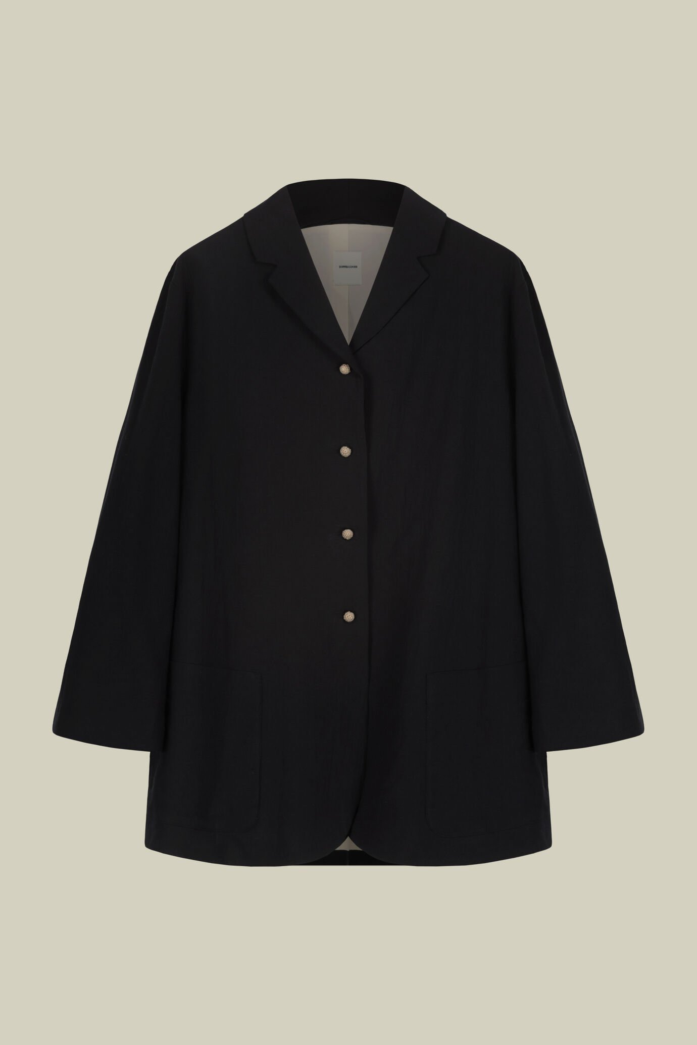 Veste femme à boutonnage simple en coton avec effet froissé et boutons en macramé image number 5