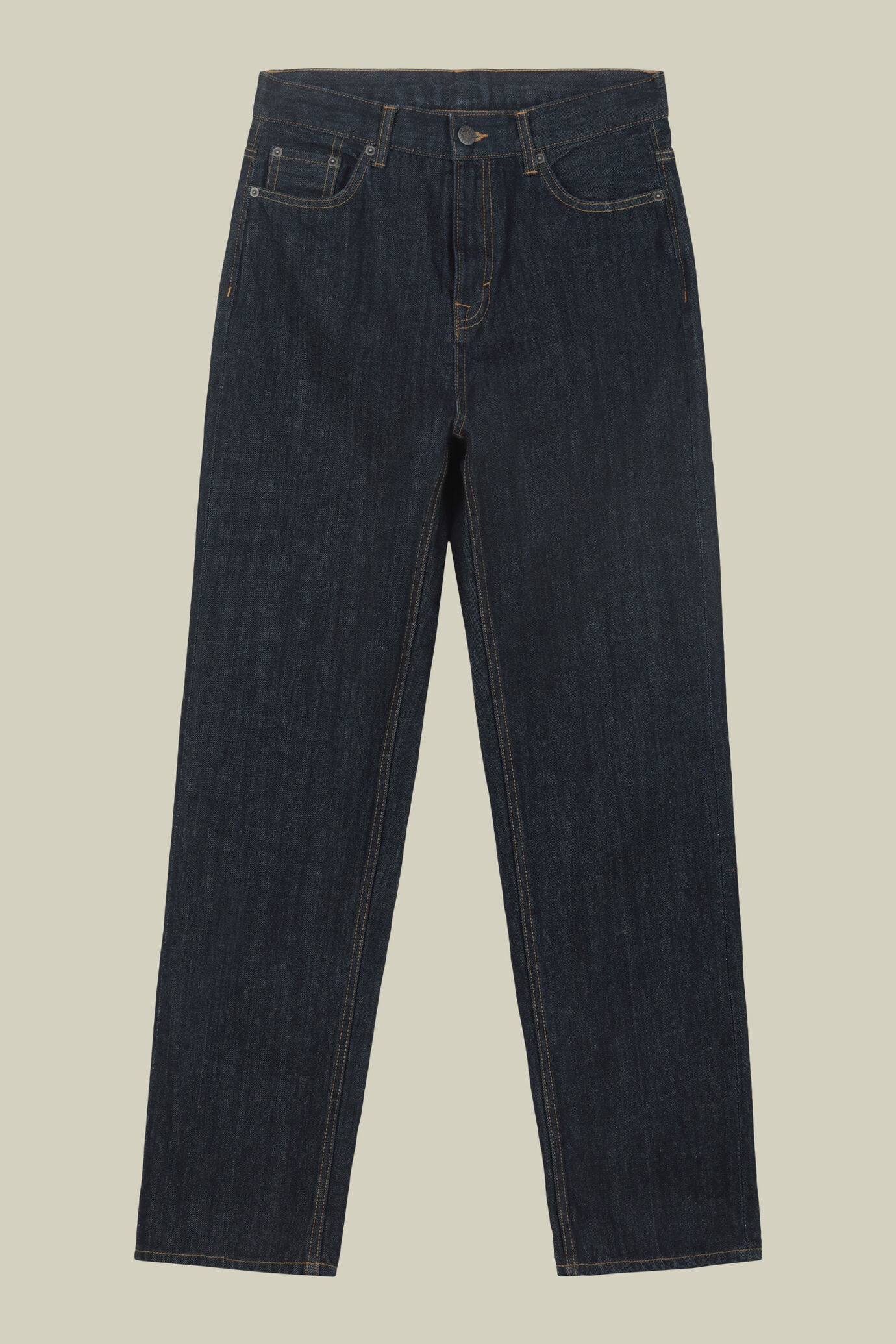 Jeans donna 5 tasche fit straight con travetta a contrasto di colore rosso sul centro del carrè dietro