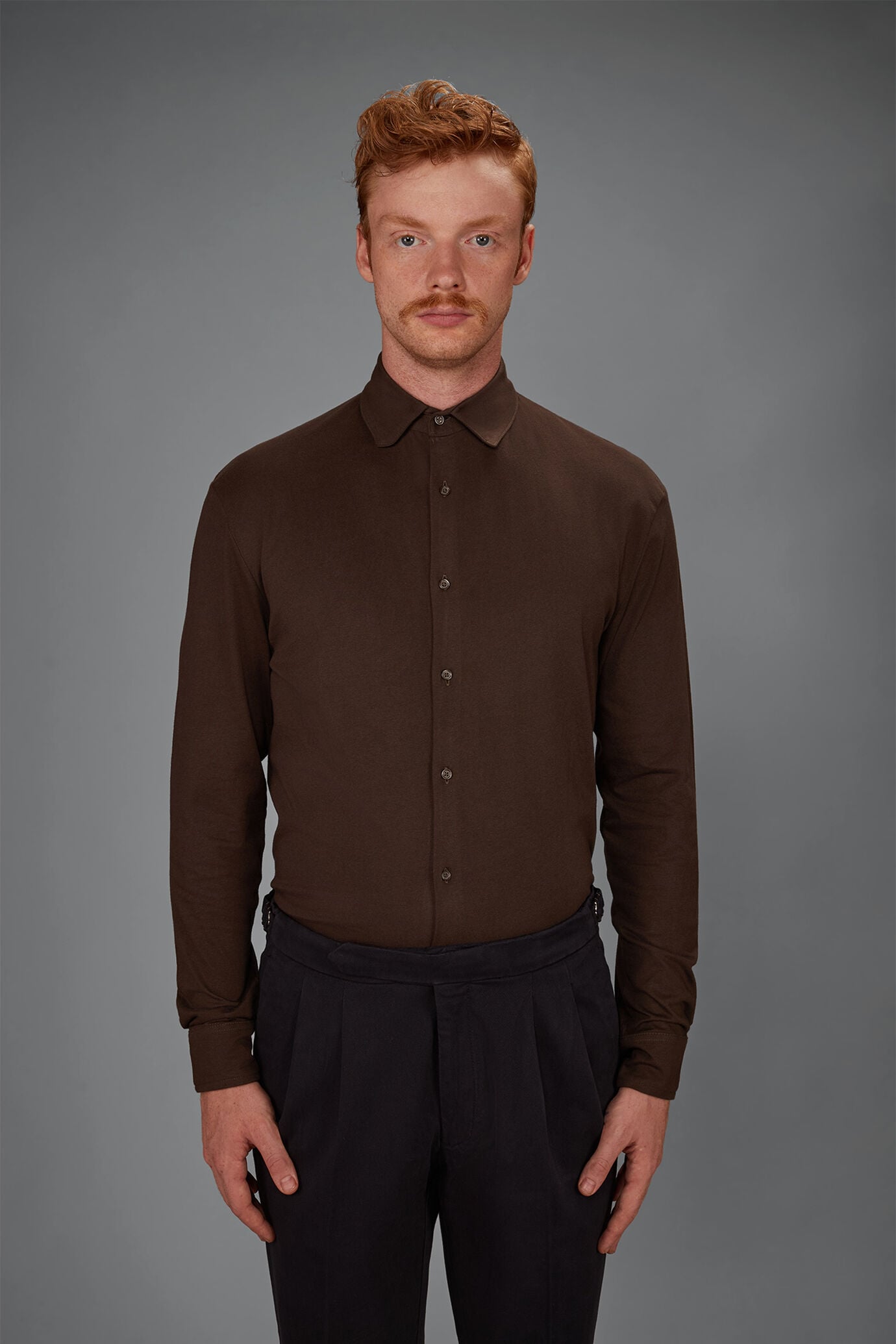 Polo chemise pour homme 100 % coton coupe regular fit image number 1