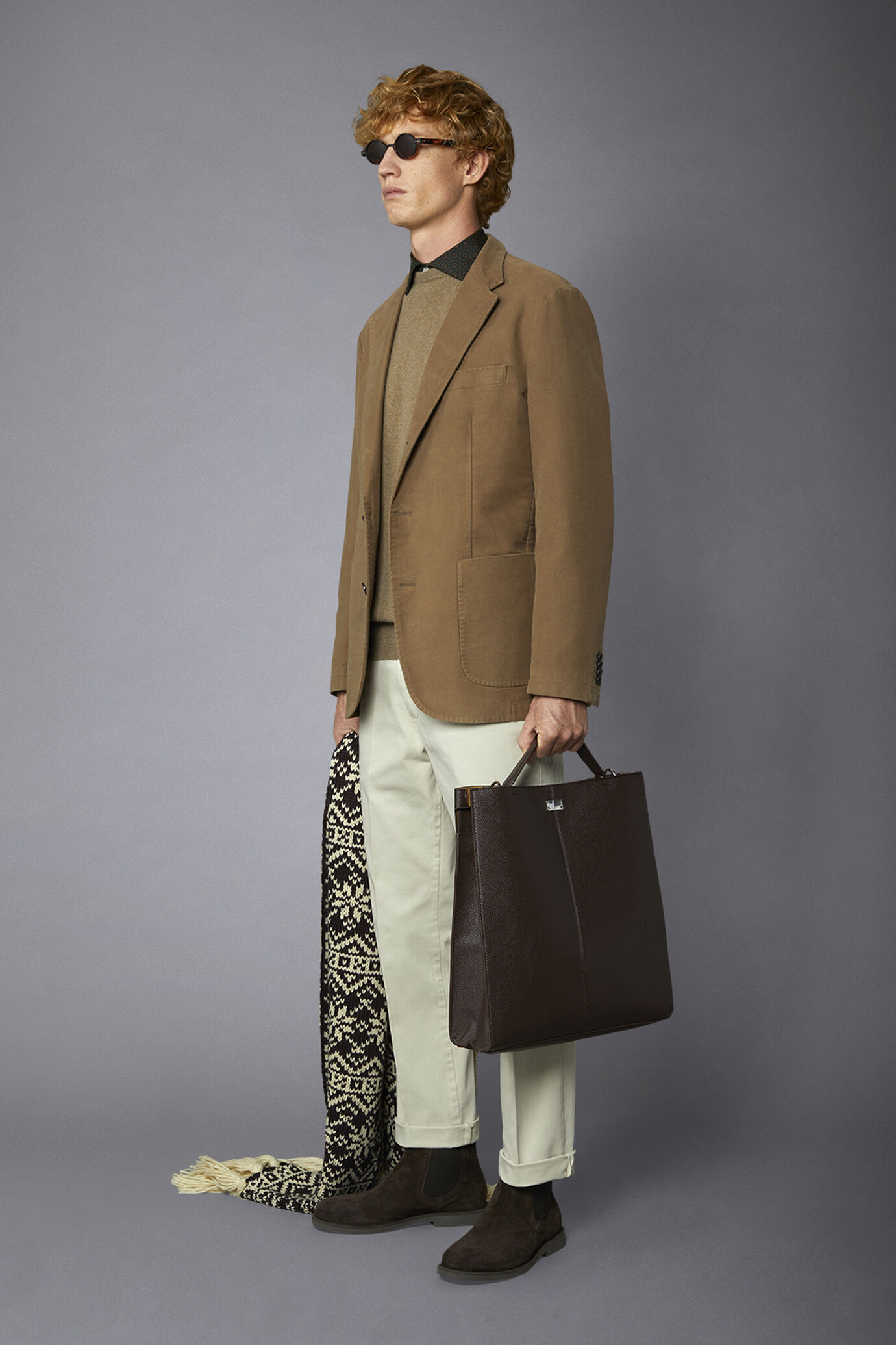 Men's single-breasted jacket in plain moleskin fabric regular fit image number 1