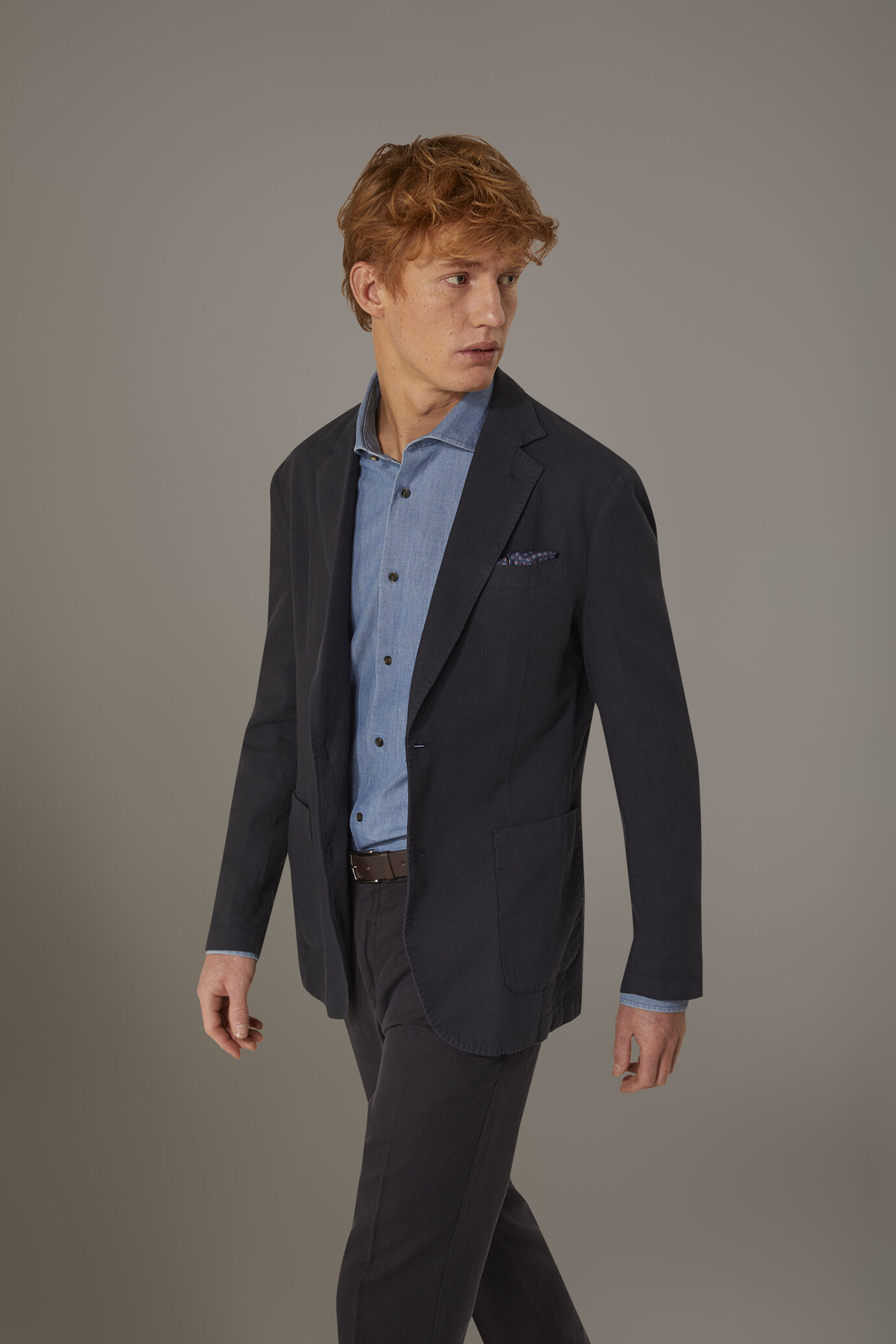 Giacca monopetto lino e cotone con tasca a toppa image number 1