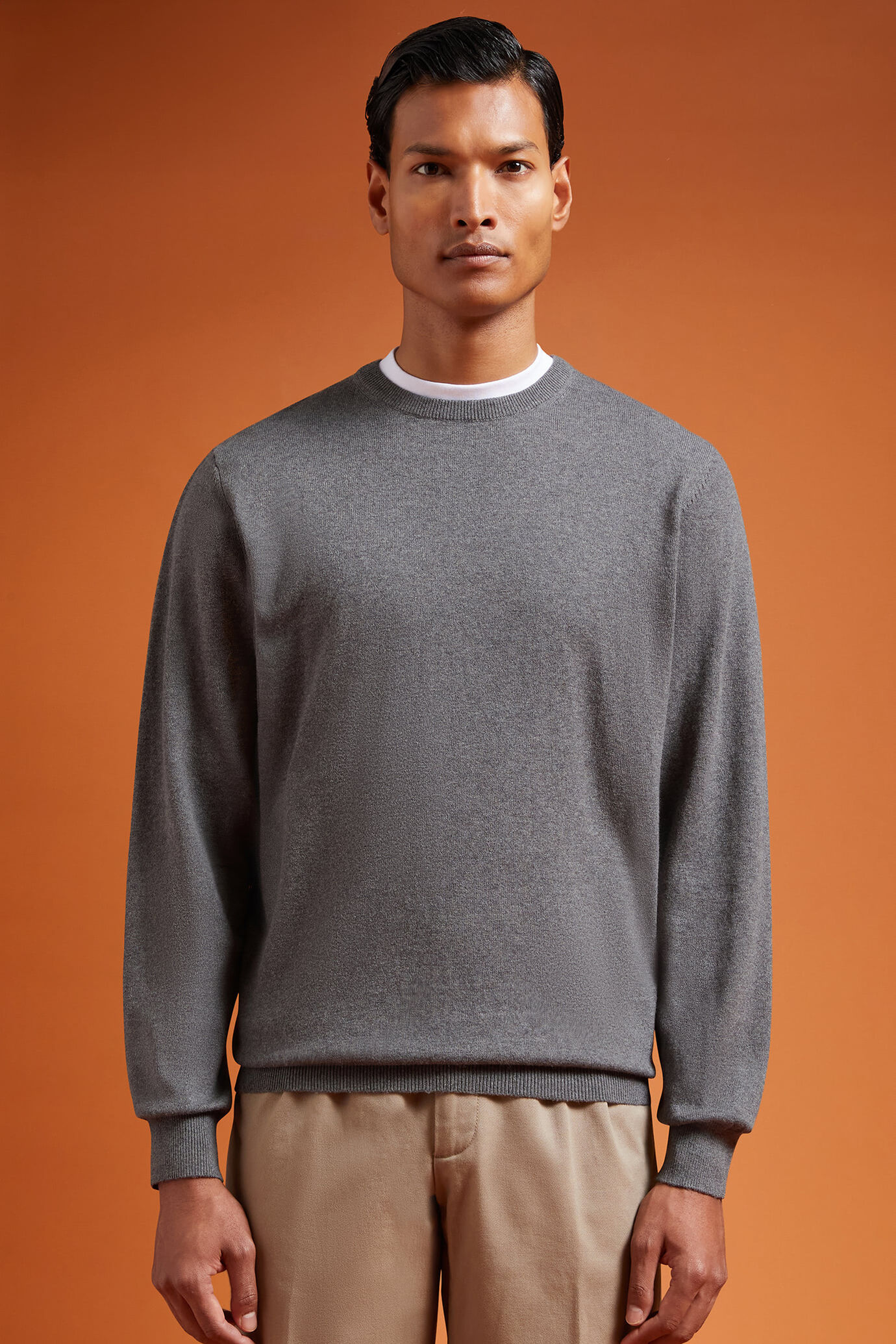 Herren-Pullover mit Rundhalsausschnitt aus Baumwolle in normaler Passform image number 0