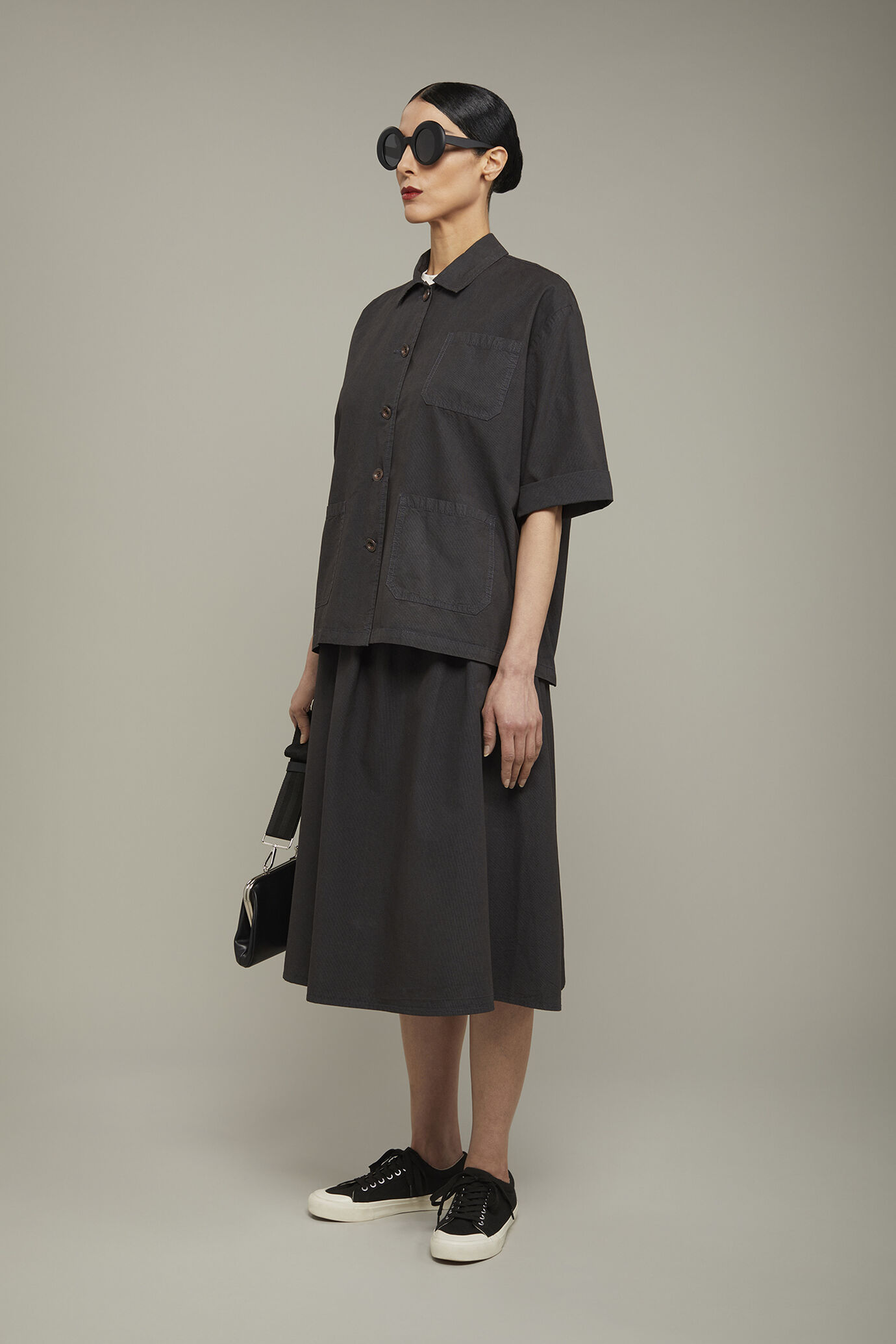 Veste femme à col chemise et motif à microcarreaux en 100 % coton coupe régulière image number 1