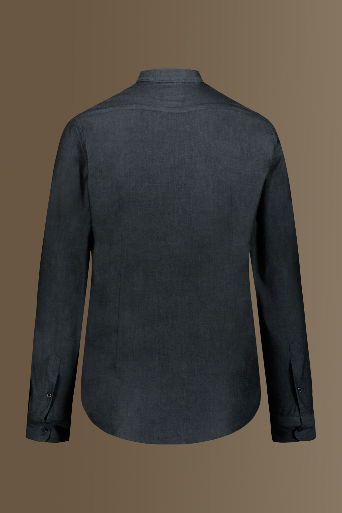Camicia casual collo francese tinto filo 100% cotone tessuto twill chambray image number 4