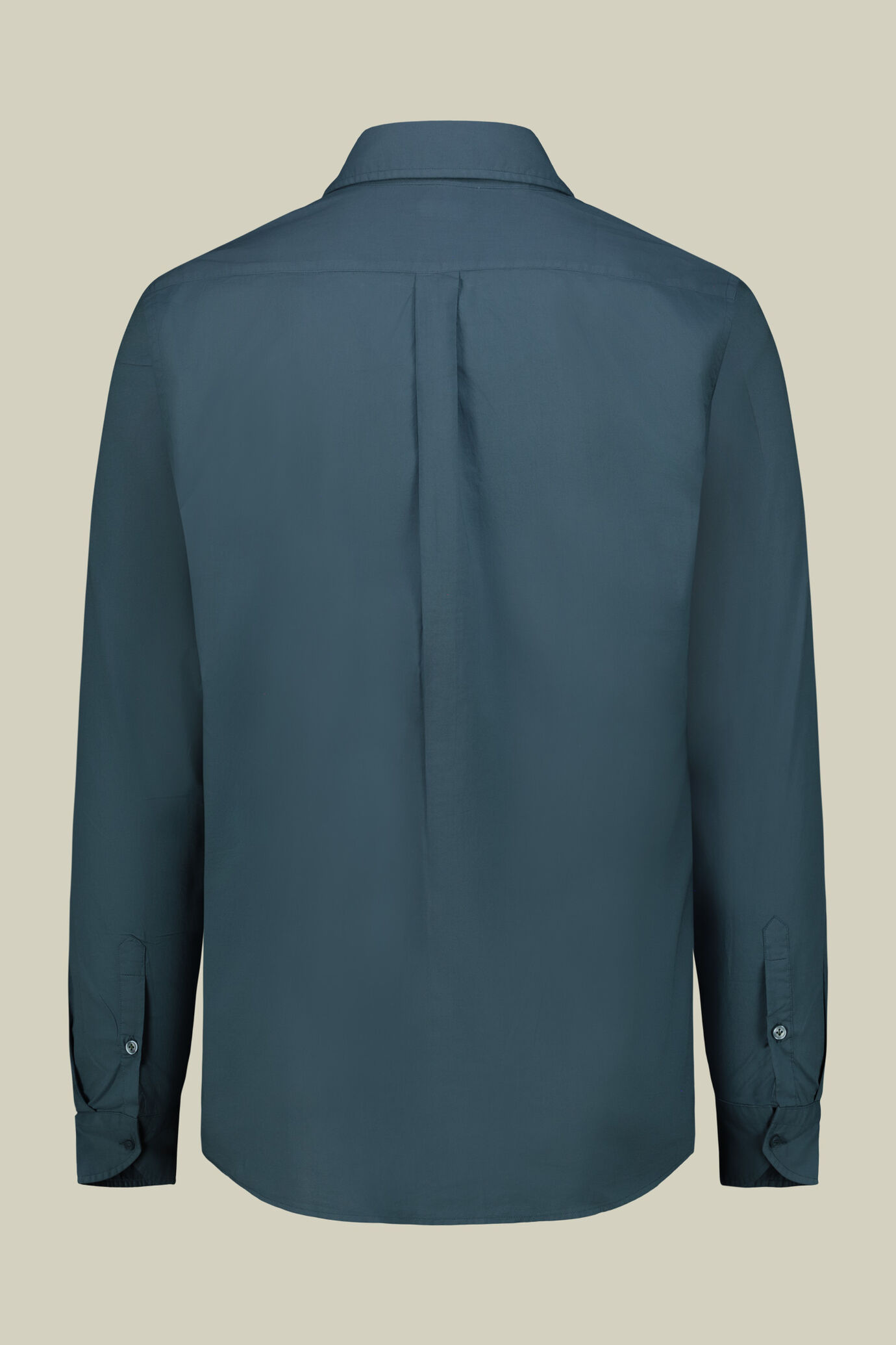Men's 100% cotton plain shirt with hidden button-down collar image number 6