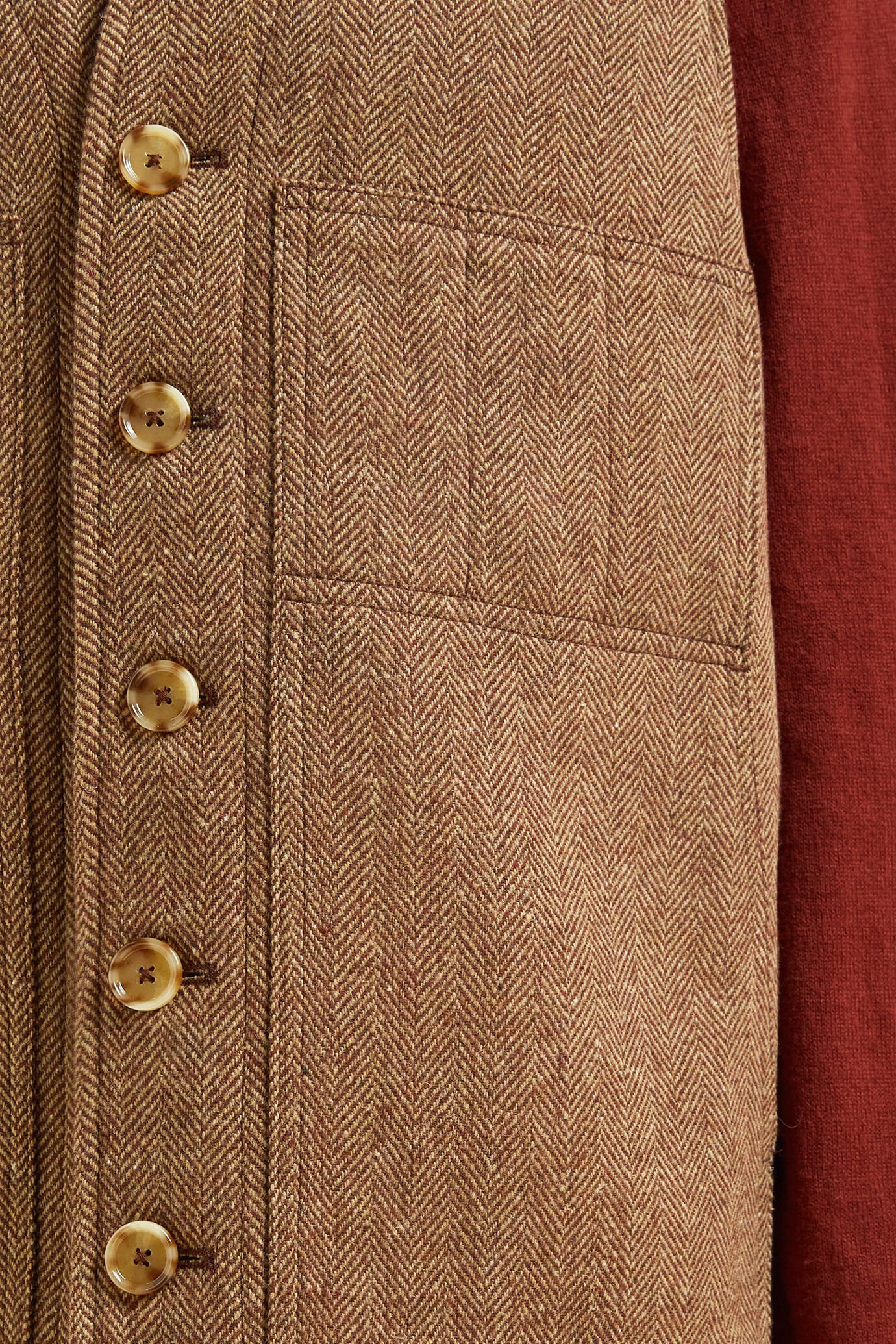 Einreihige Herrenweste mit V-Ausschnitt und Grätenmuster aus Tweed-Wollgemisch in normaler Passform image number 4