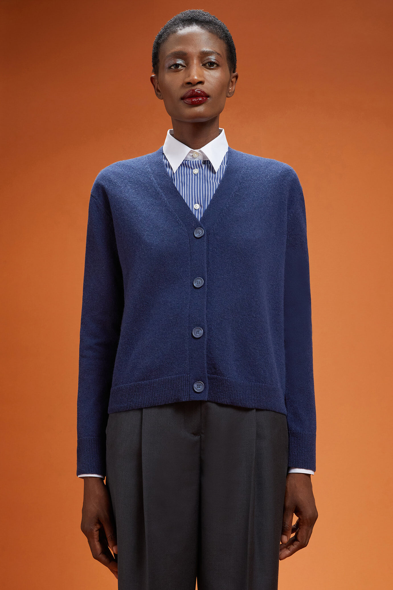 Cardigan donna girocollo 100% cachemire regular fit