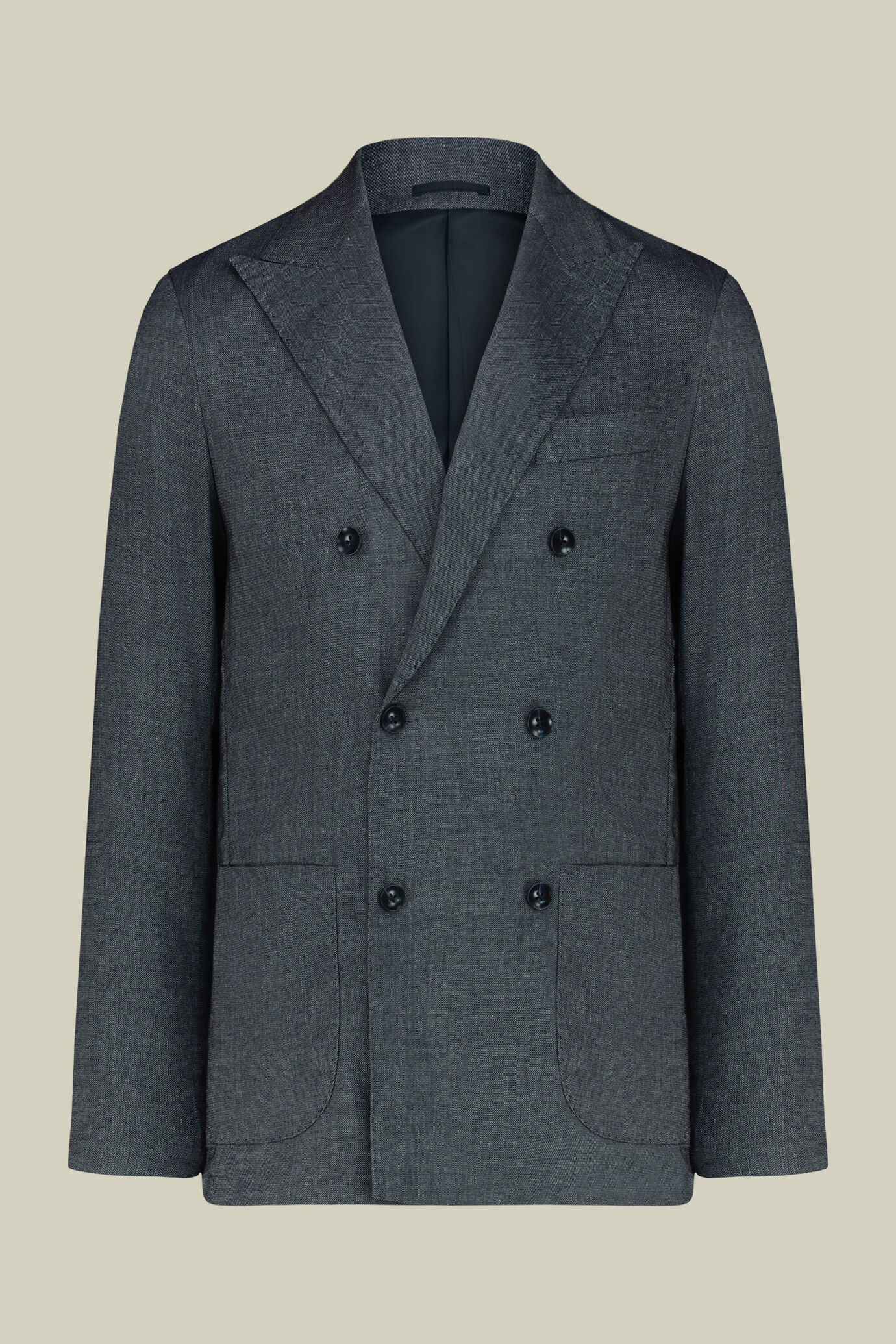 Costume homme crois&eacute; en lin m&eacute;lang&eacute;, coupe regular image number 0