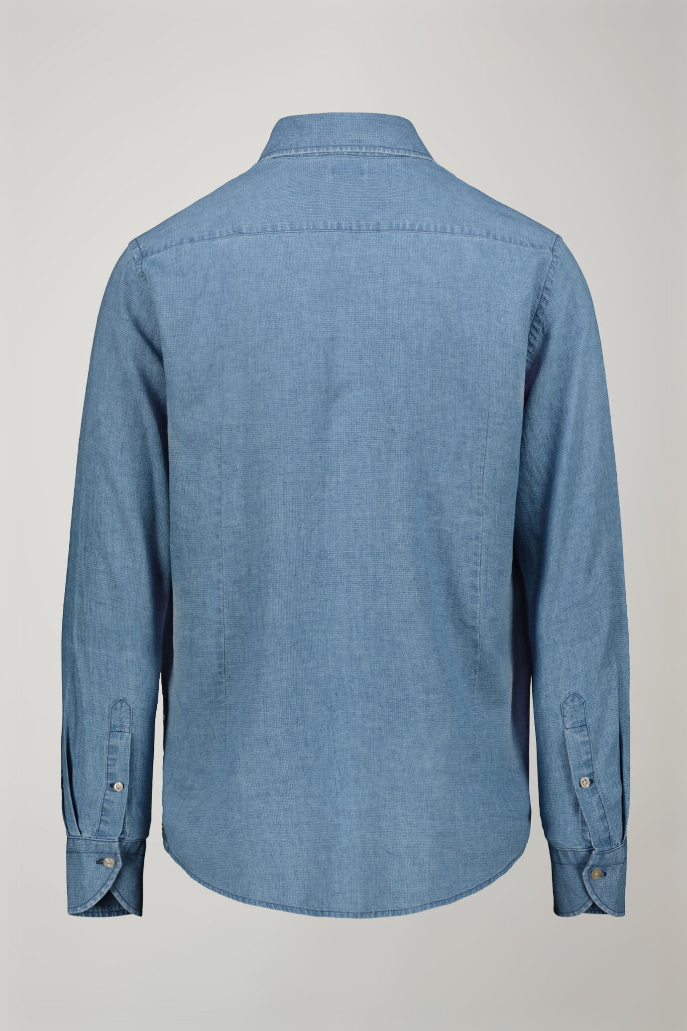 Camicia casual uomo collo classico lino e cotone pied de poule comfort fit image number 5
