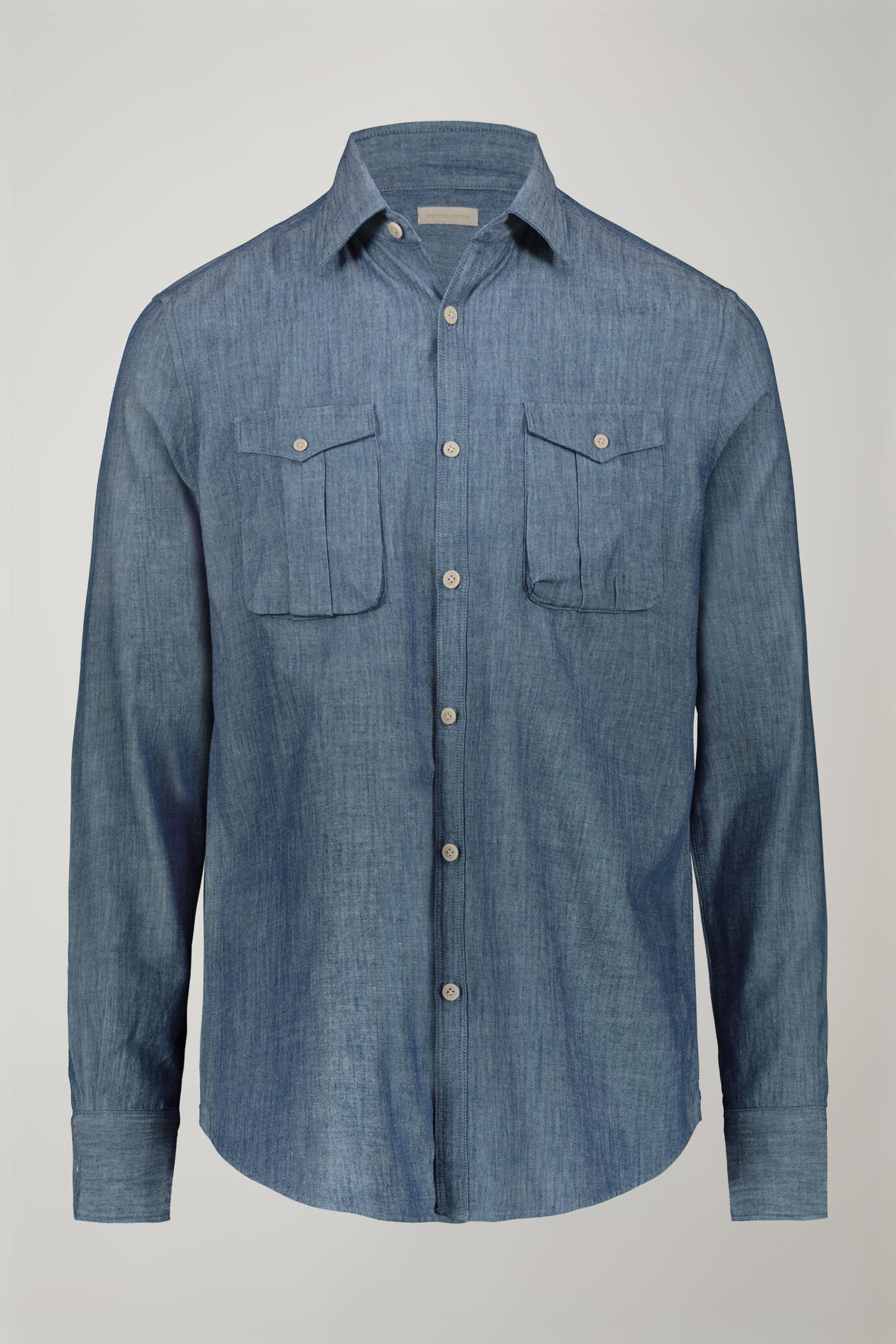 Camicia casual uomo collo classico 100% cotone tessuto denim comfort fit image number 5