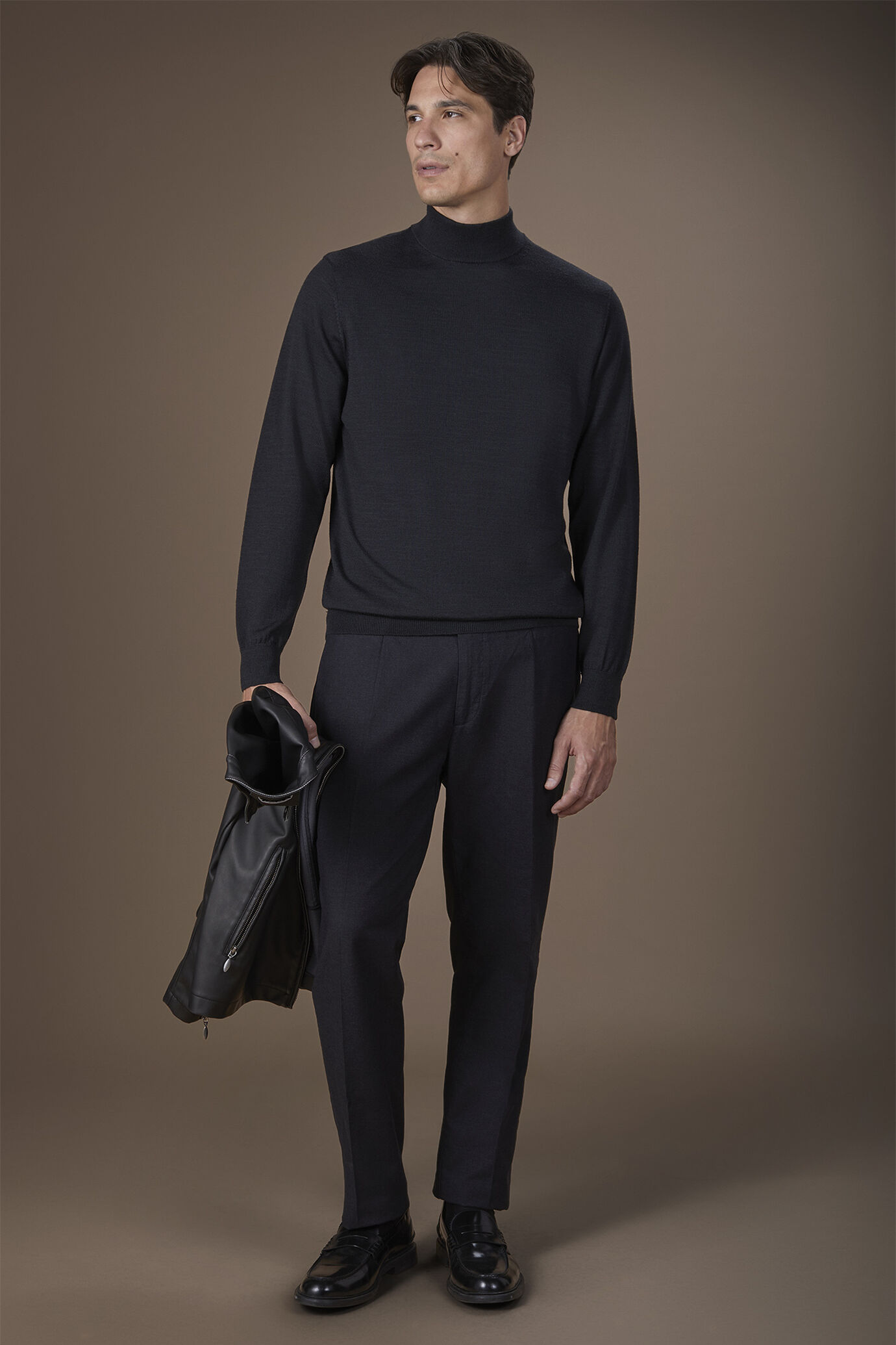 Men's 100% merino wool turtleneck jumper regular fit image number 0