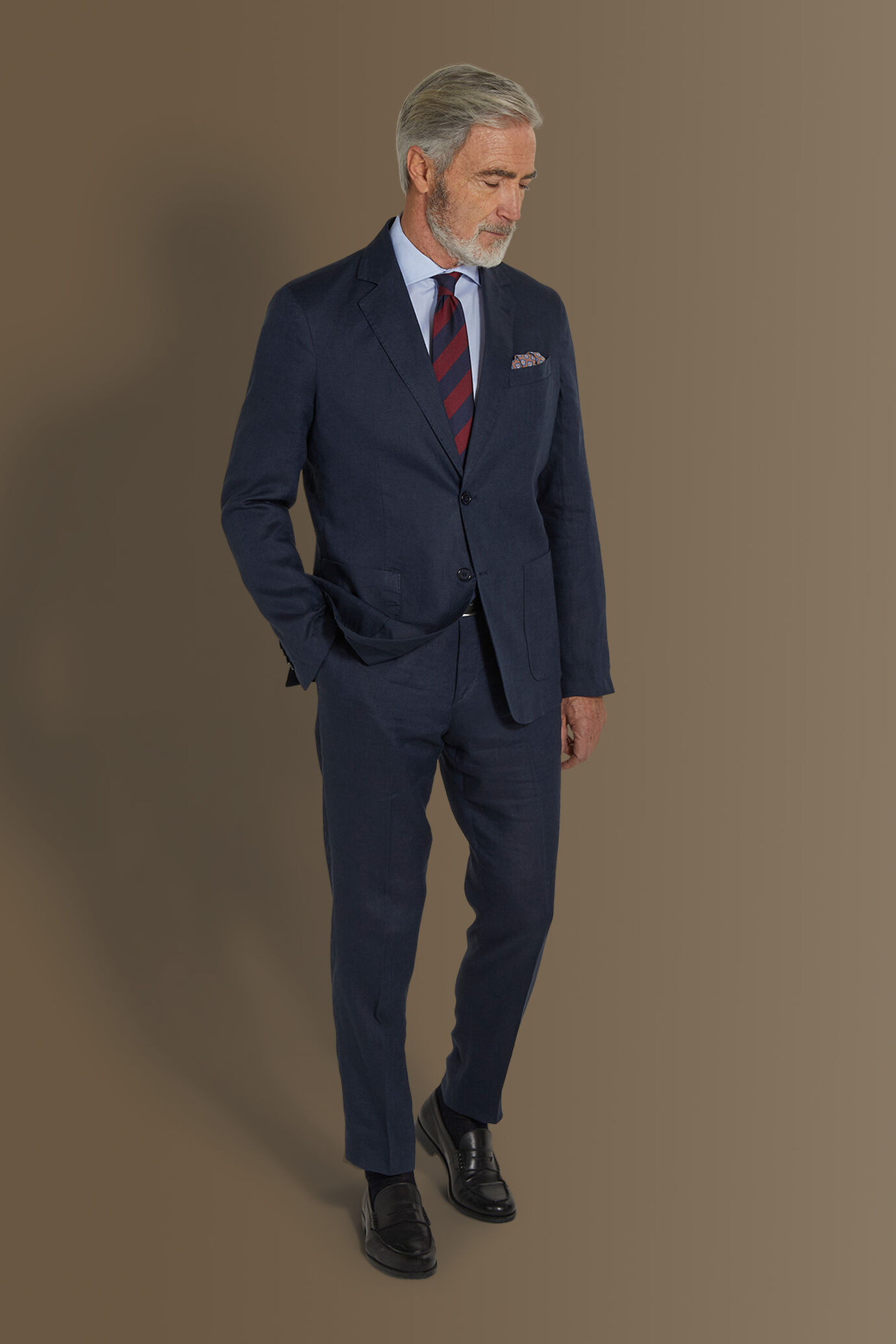 Abito monopetto uomo con pantalone senza pinces 100% lino made in Italy image number 0