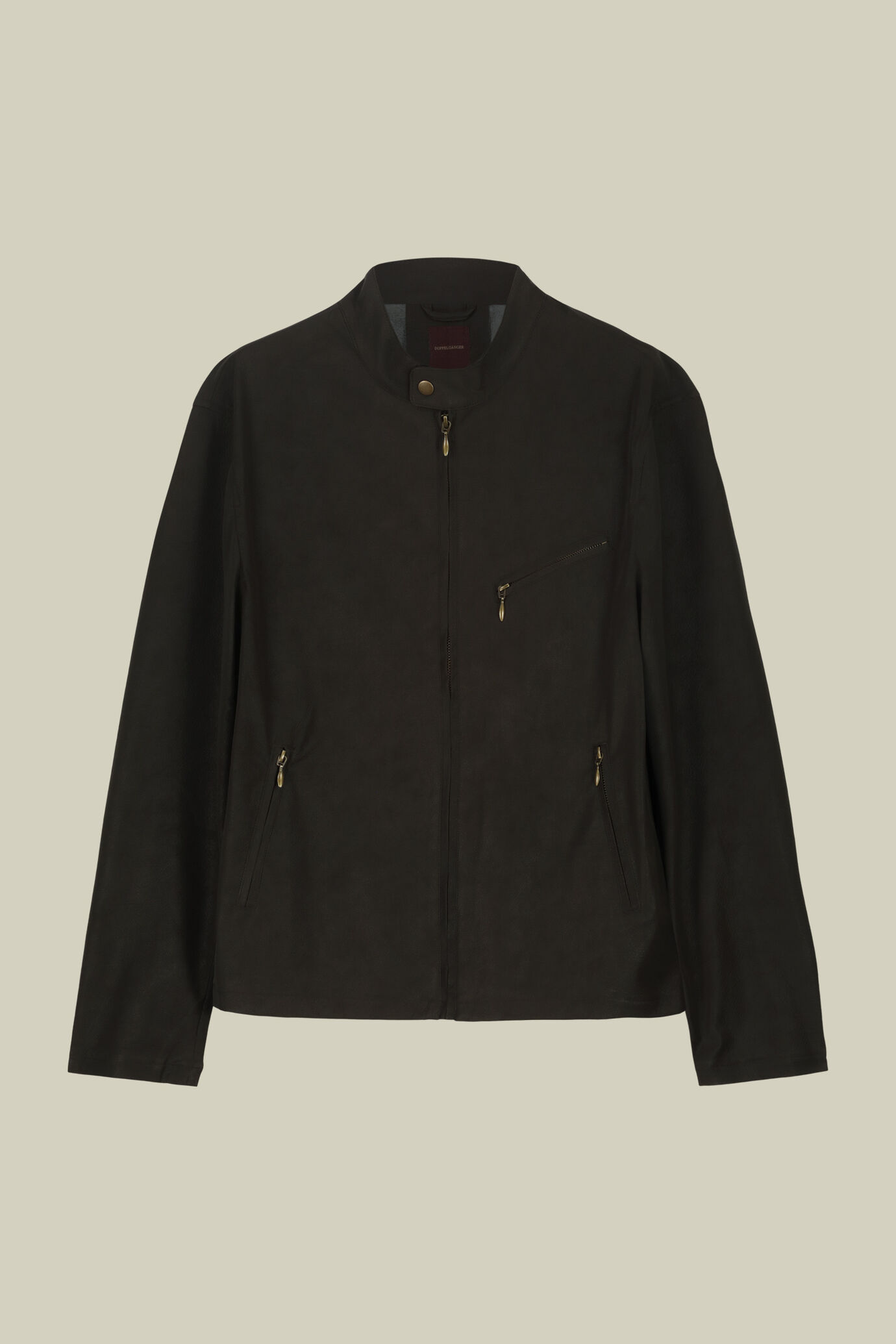 Gefütterte Herren-Bikerjacke aus Kunstleder mit Mandarinkragen image number 4