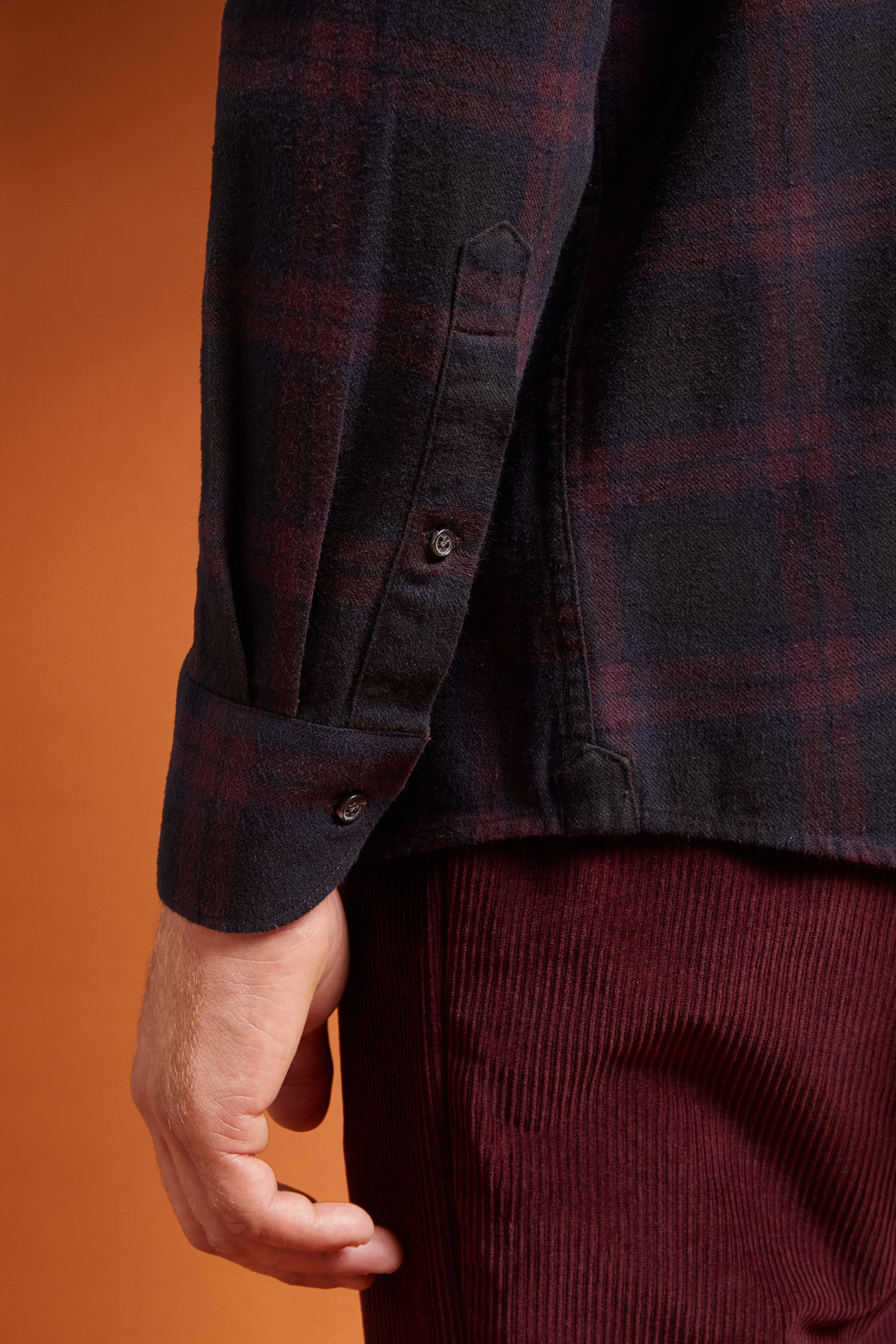Camicia casual uomo collo classico 100% cotone tessuto flanella a quadri comfort fit image number 2