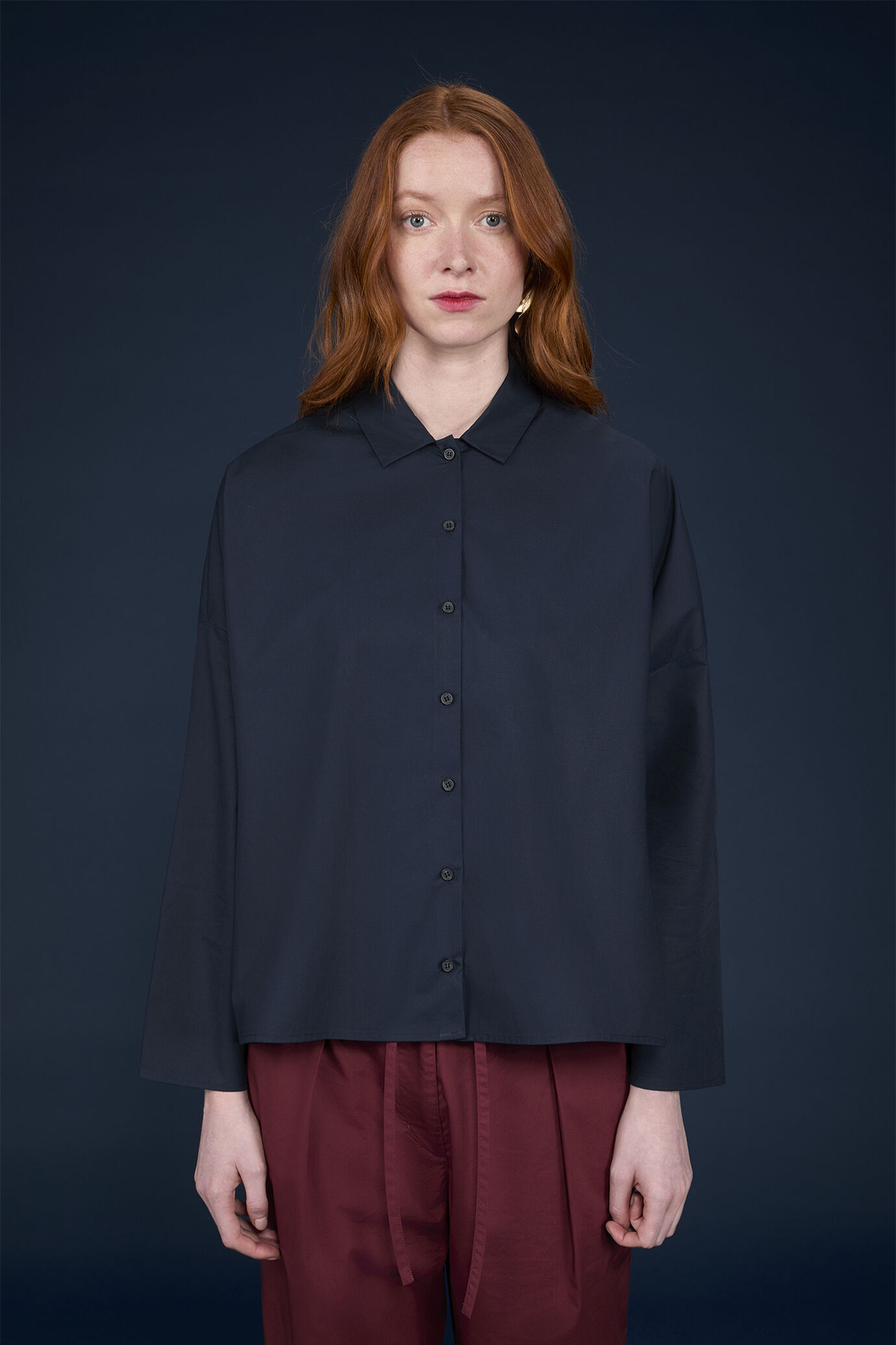 Camicia donna boxy a maniche lunghe