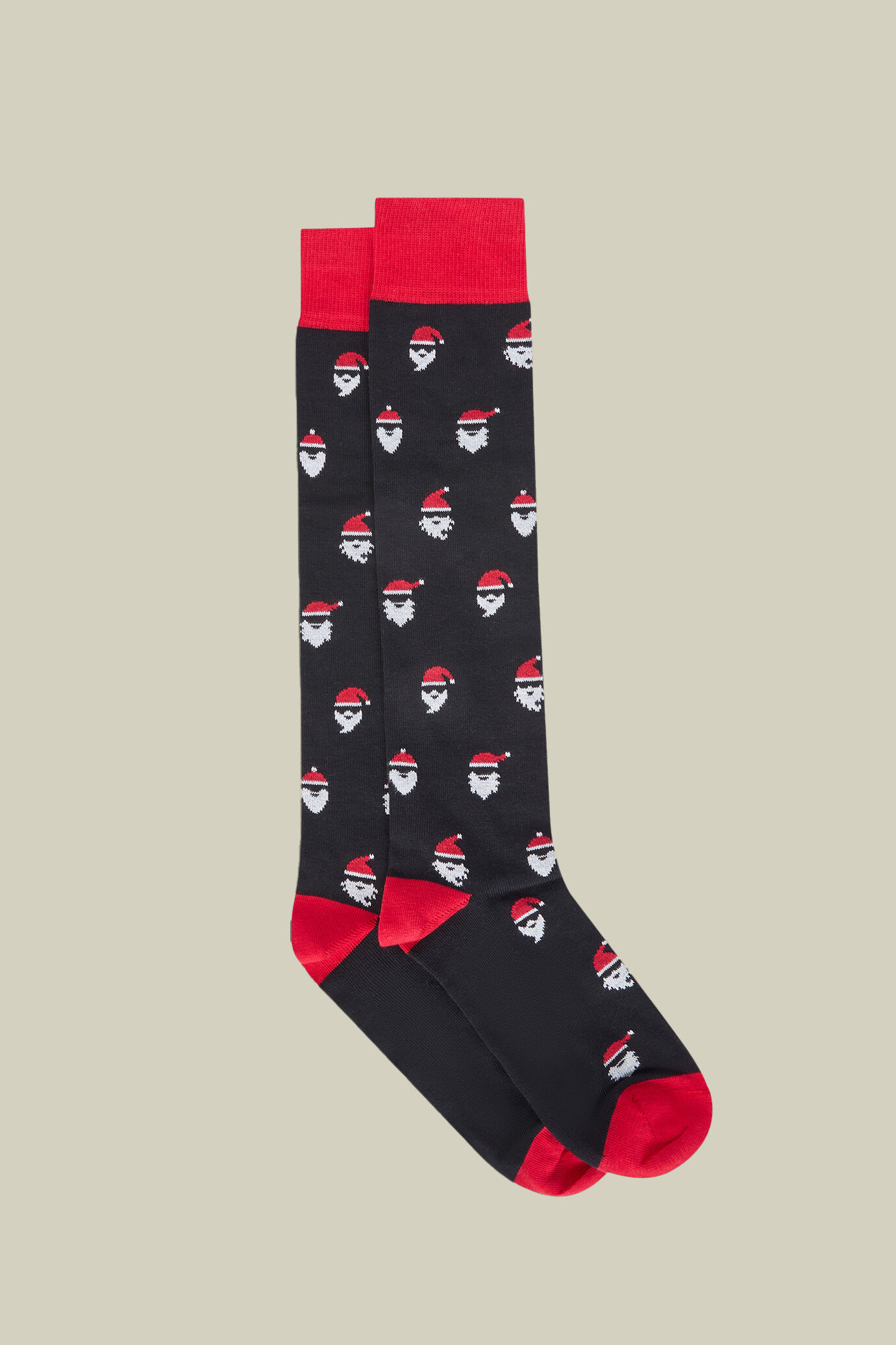 Lange Herrensocken aus Satinstrick mit Weihnachtsmuster, hergestellt in Italien image number 0