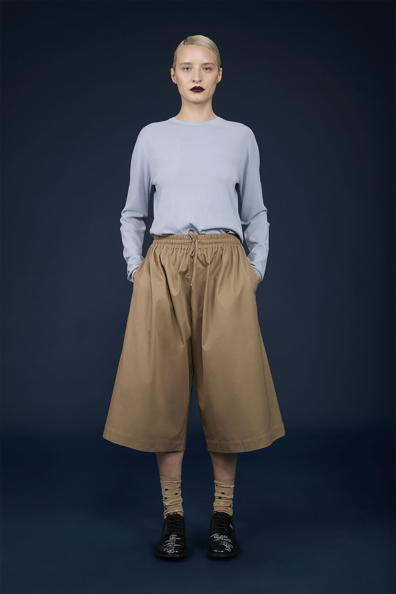 Long Bermuda skirt elastic waist 100% cotton