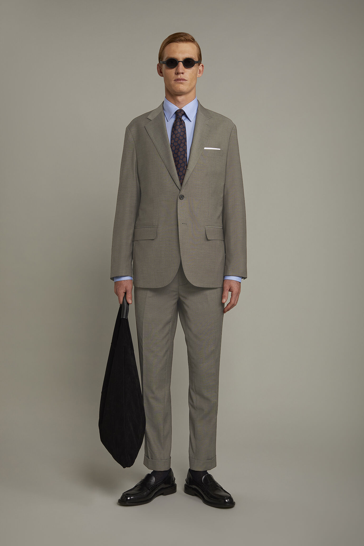 Men's single-breasted suit with regular fit partridge eye design