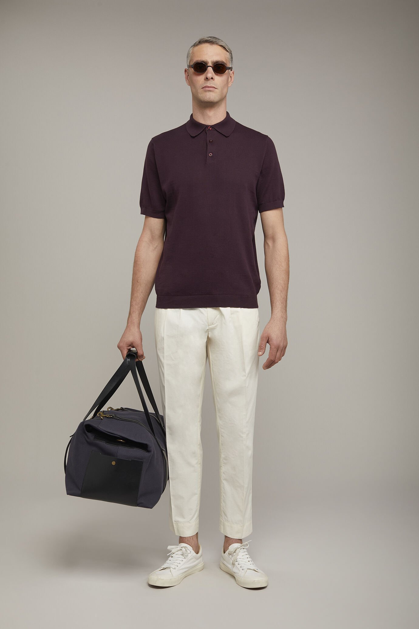 Pantalone uomo in cotone tecnico con doppia pinces comfort fit