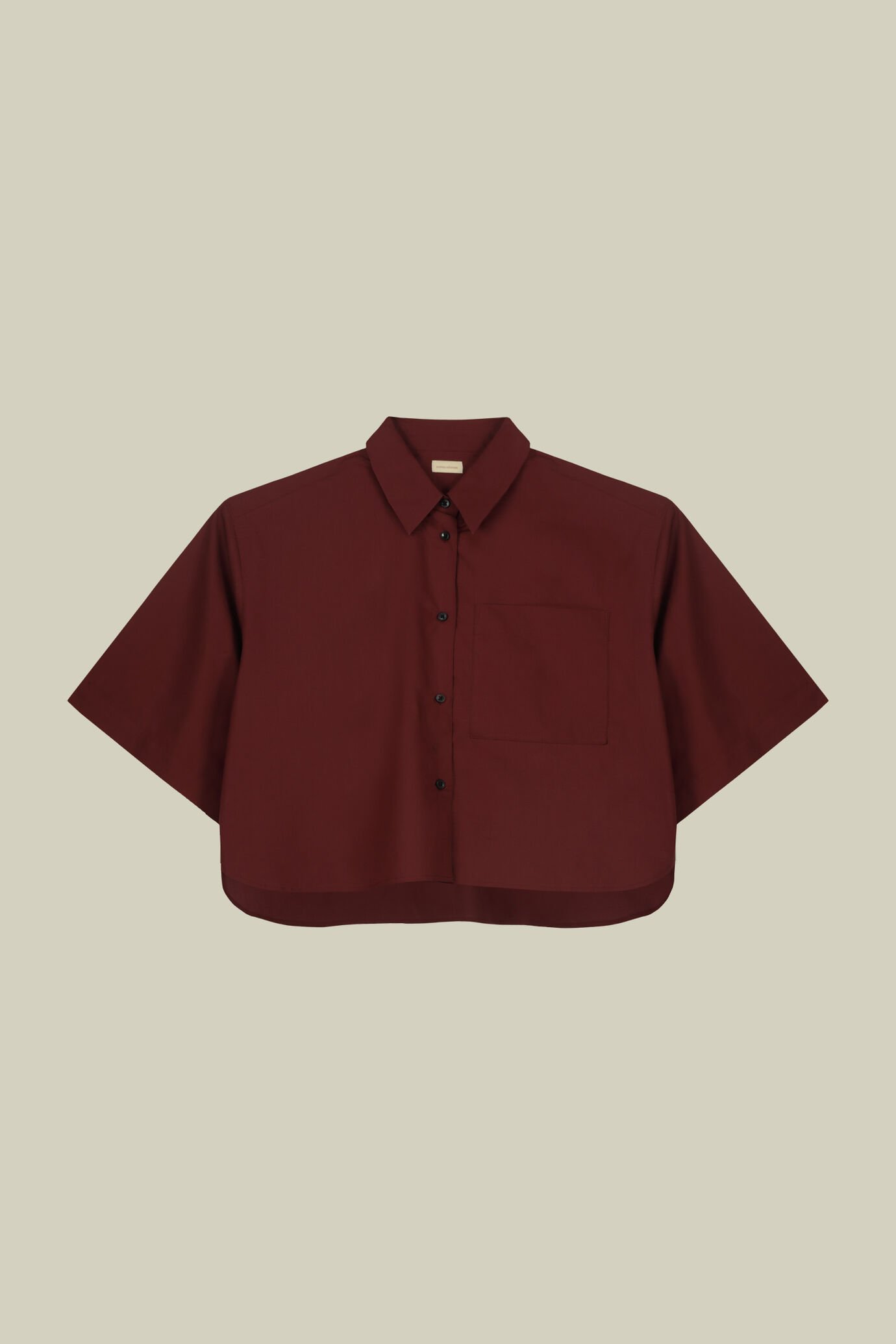 Chemise femme coupe boxy à manches courtes et bas arrondi