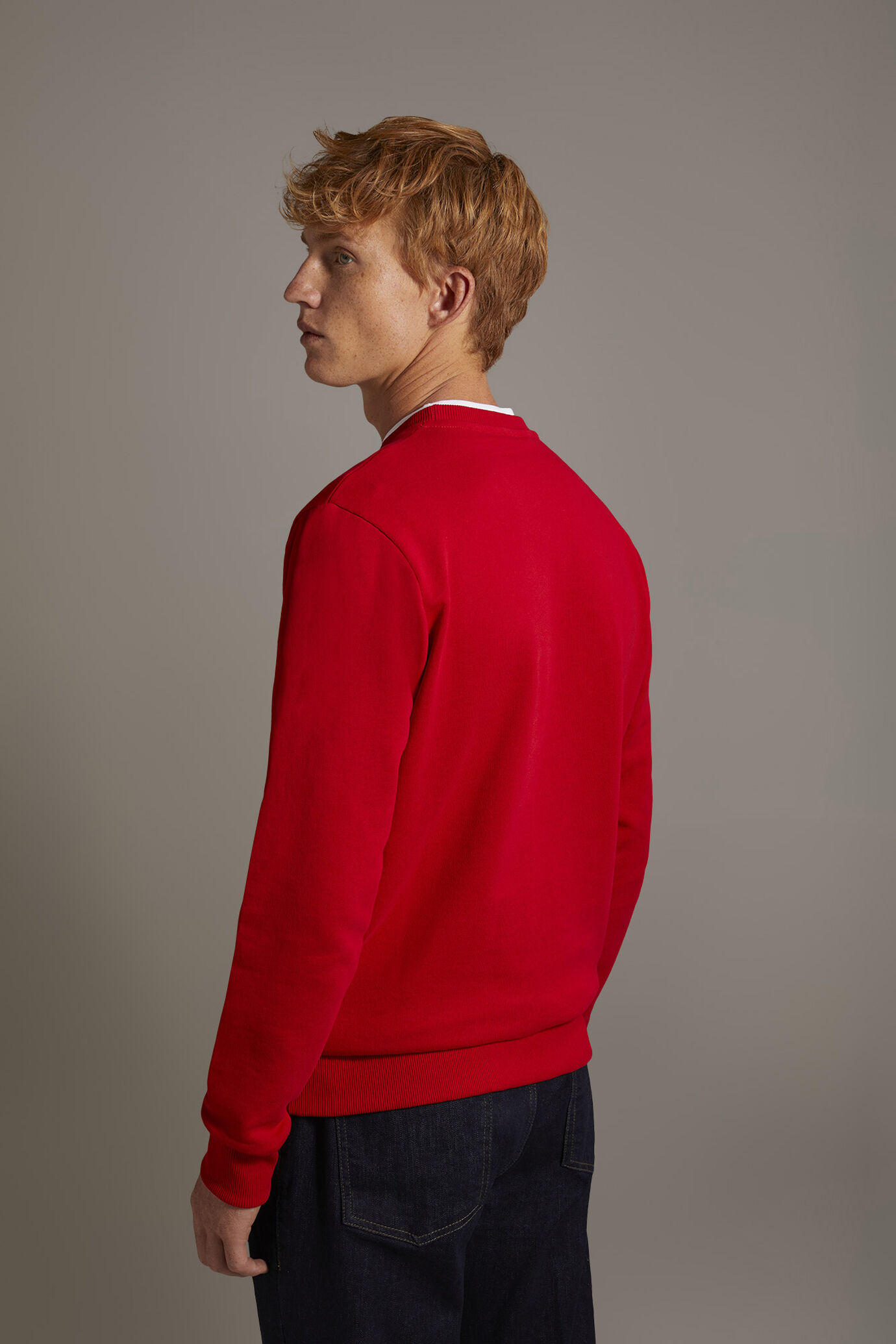 Round neck 100% cotton sweatshirt made in Italy image number 3