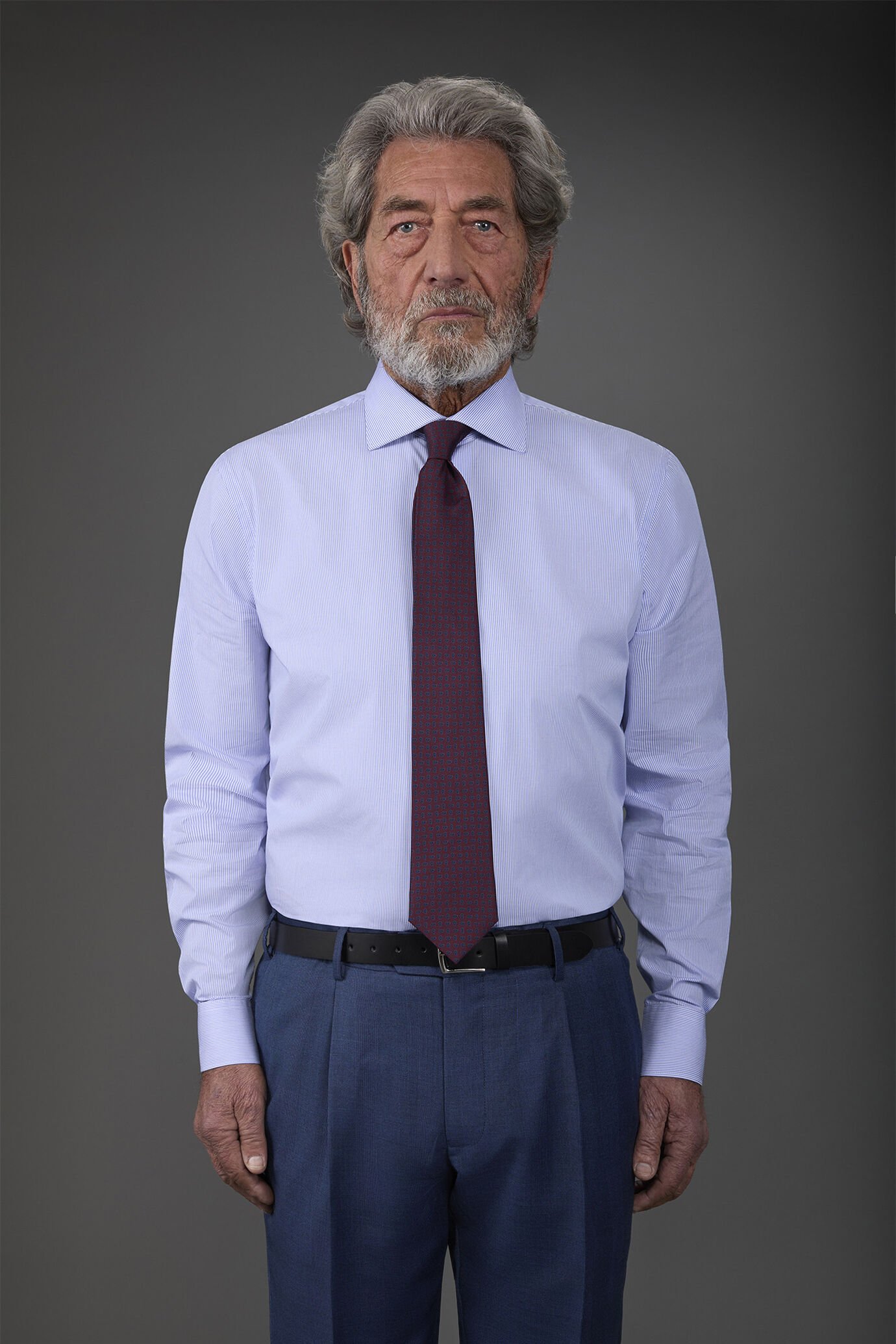 Chemise à rayures pour hommes, col classique 100% coton