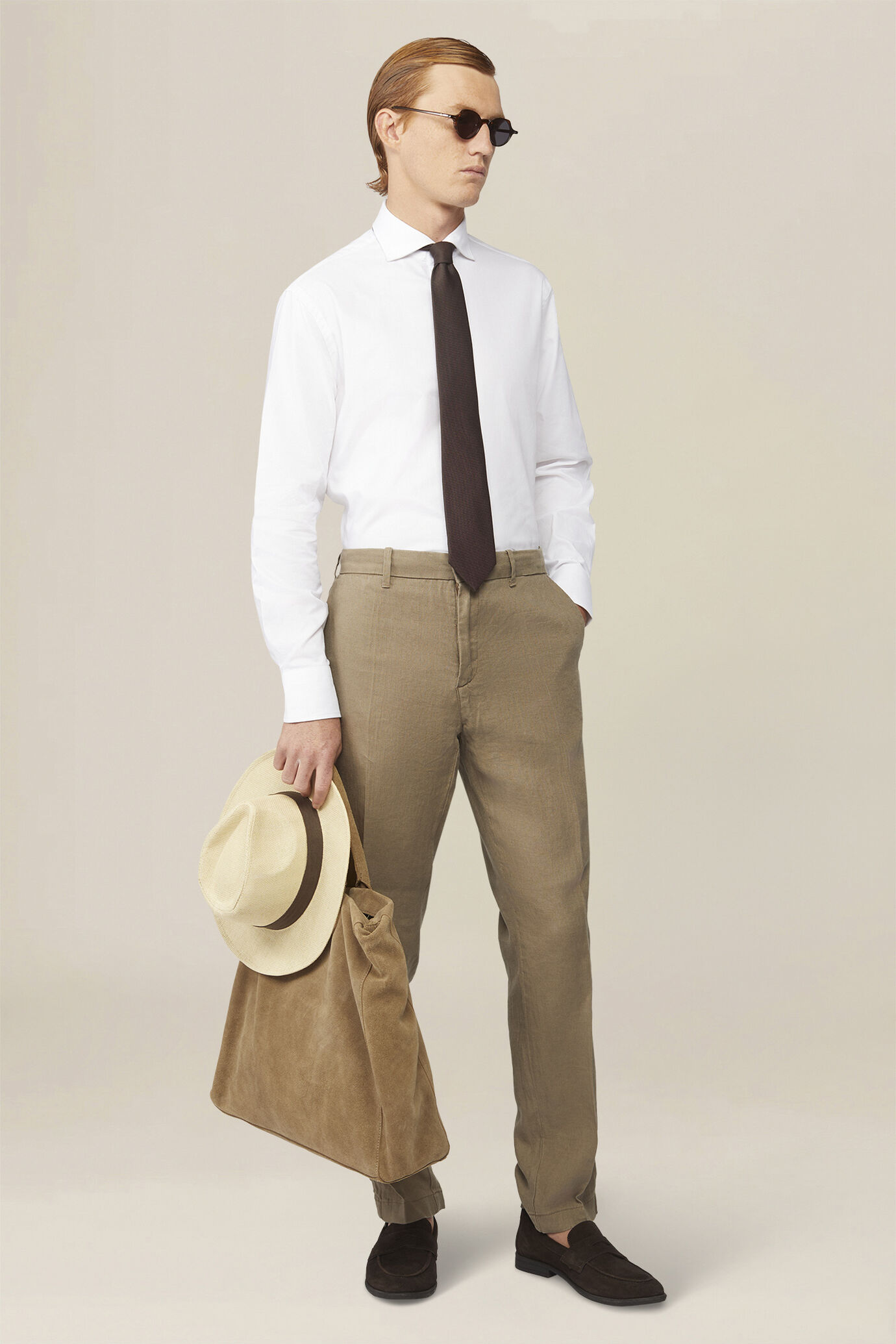 Men's shirt in 100% lightweight plain Oxford cotton fabric image number 0