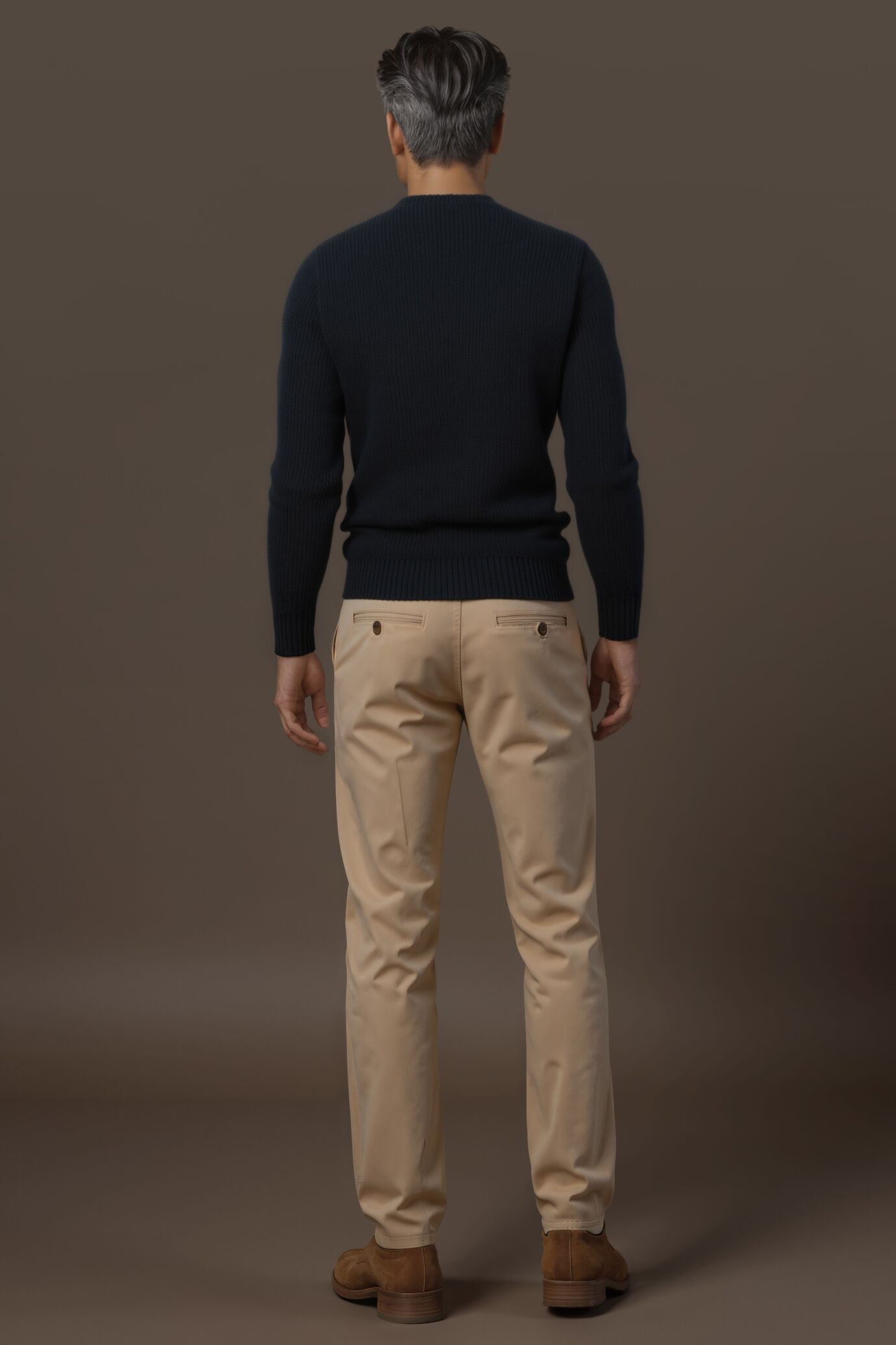 Herrenpullover mit rundem Halsausschnitt und englischer Rippe reguläre Passform image number 1