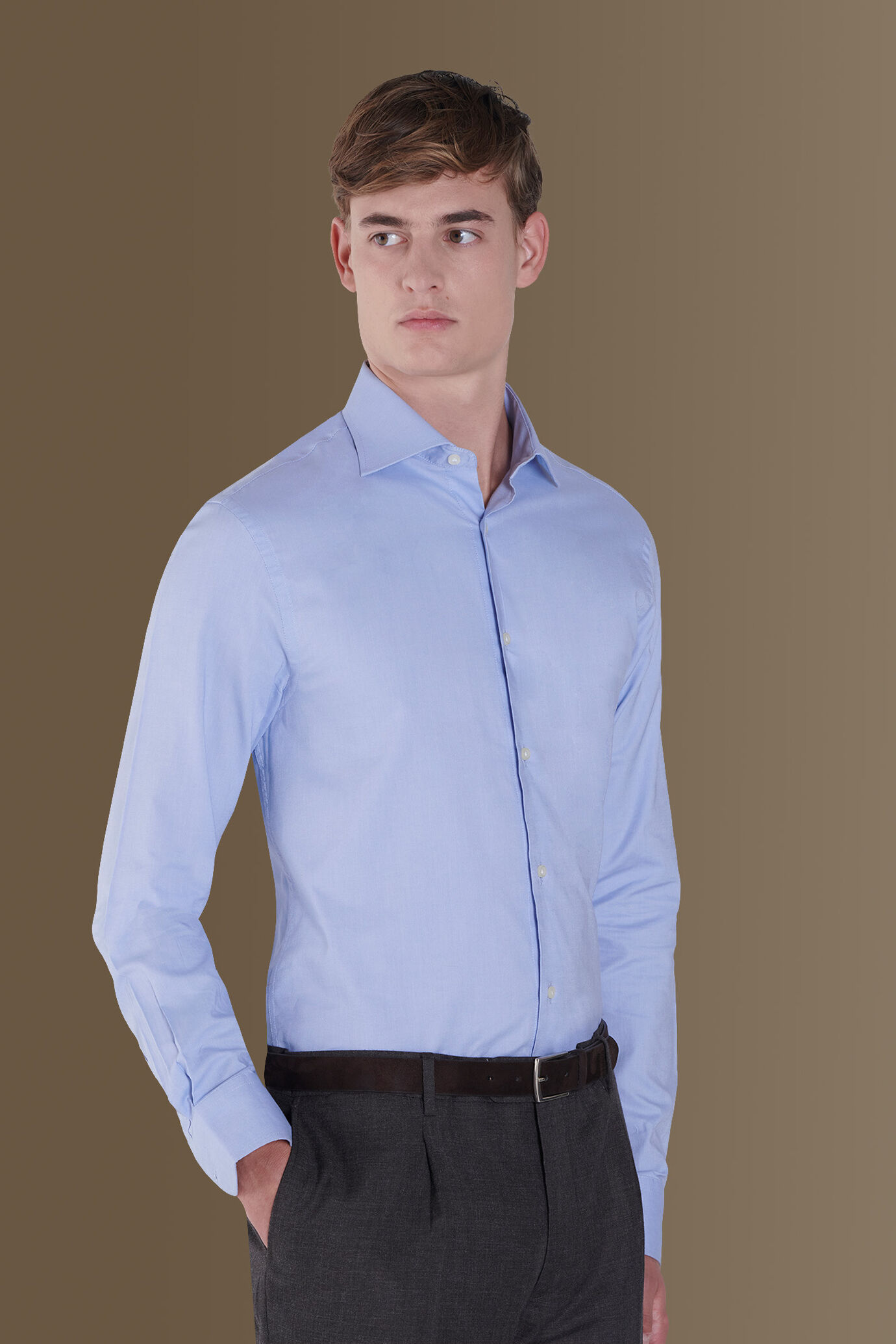 Camicia classica uomo collo francese 100% cotone oxford pin-point image number 2