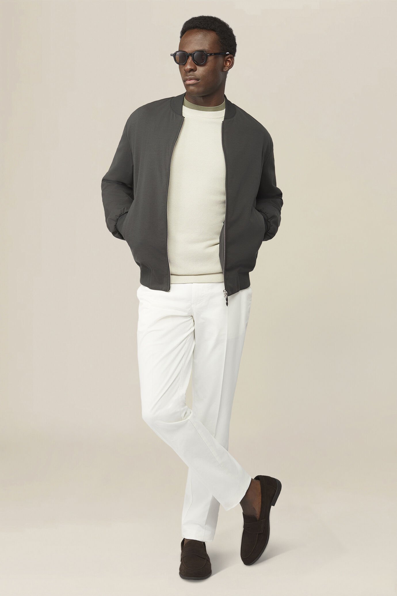 Men's bomber jacket in unlined jersey