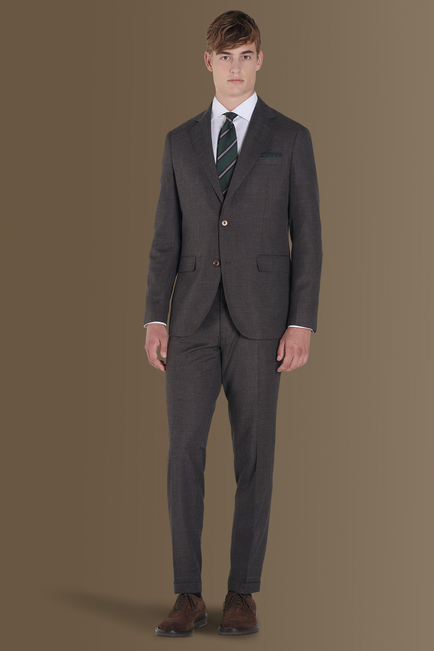 Single-breasted solid color suit with trousers with pinces image number 0