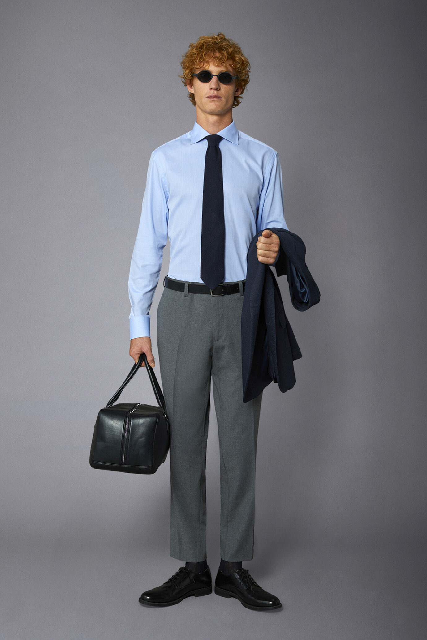 Chemise classique à col français, coupe régulière, tissu à chevrons