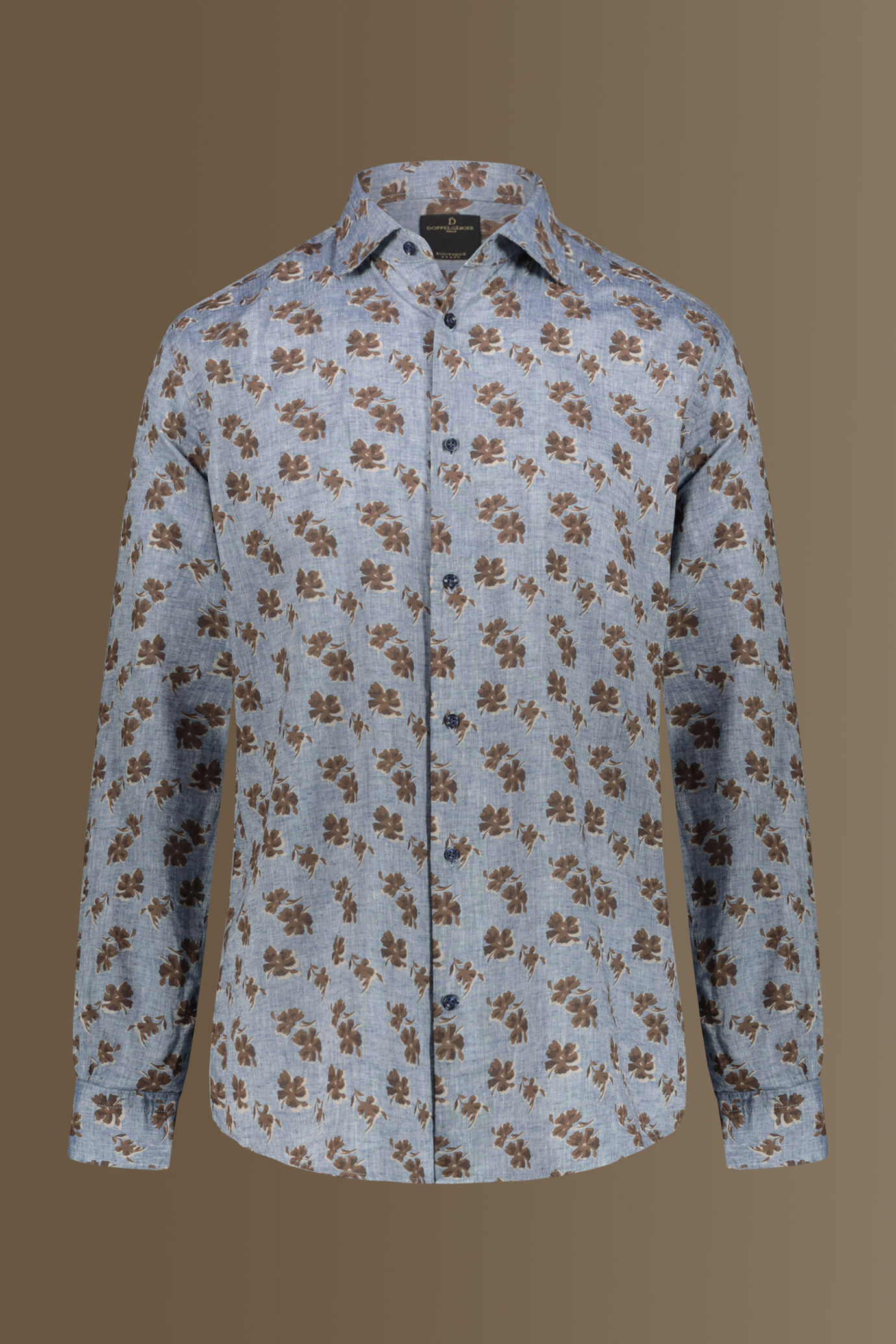 Camicia casual uomo collo francese misto lino con stampa floreale image number 3