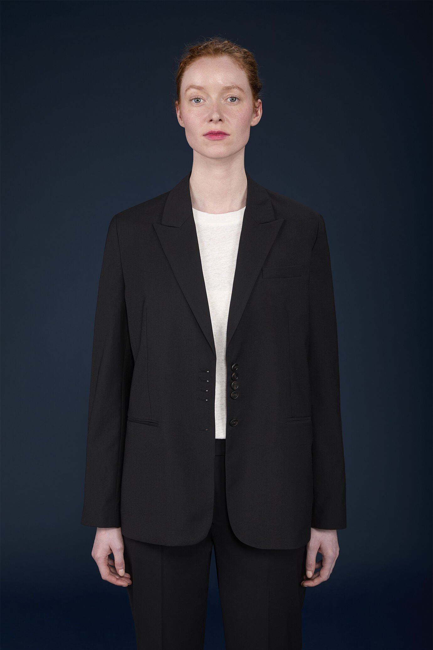 Giacca donna formale monopetto con rever a lancia image number 1