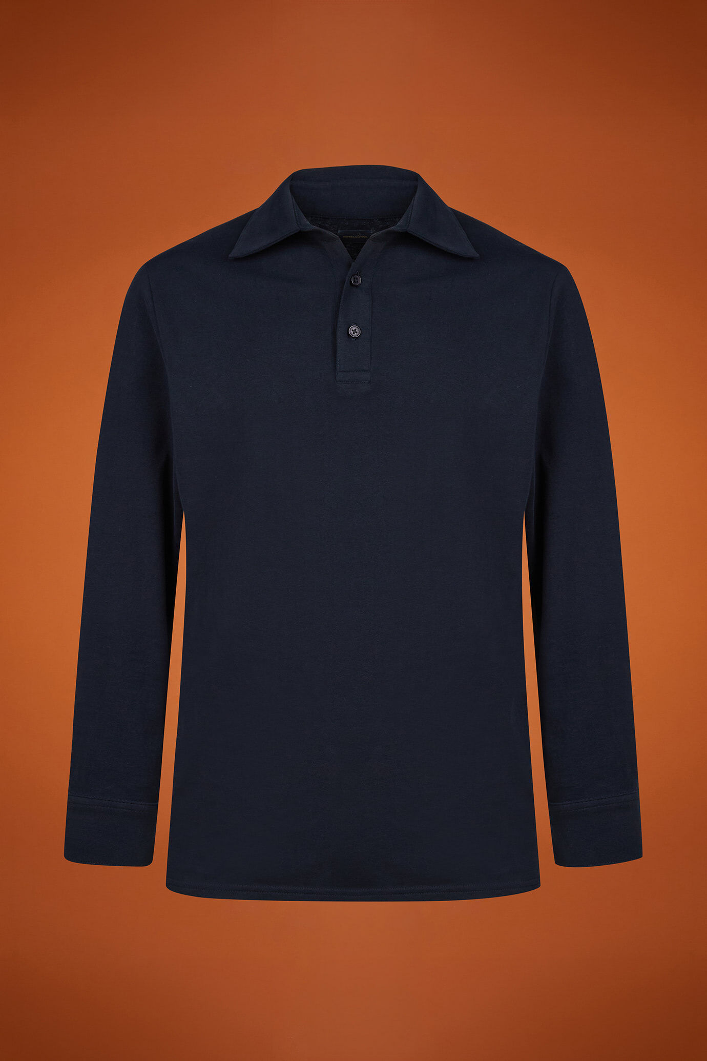 Polo camicia uomo manica lunga con collo classico 100% cotone regular fit image number 4