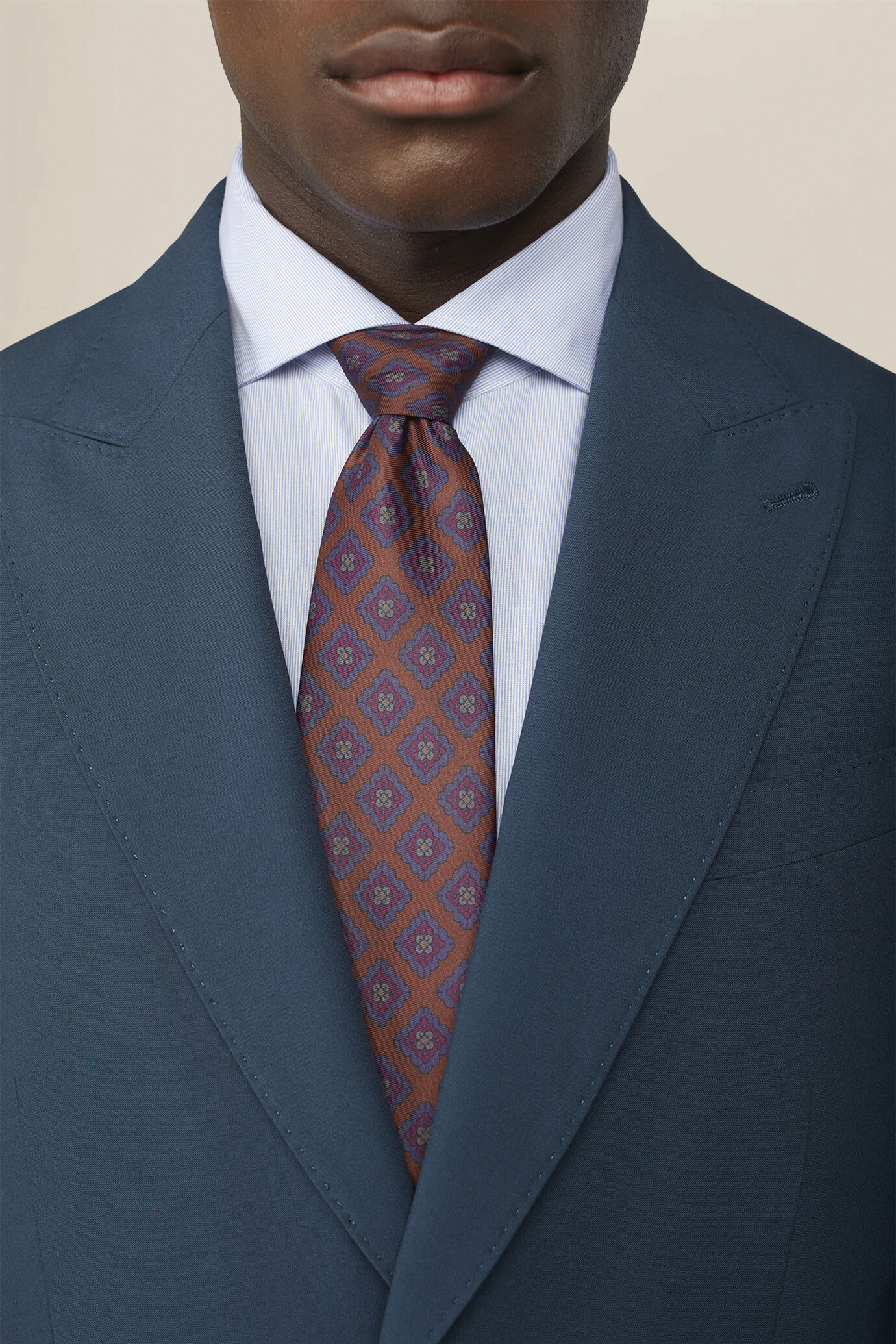 Cravatta uomo con stampa romboidale