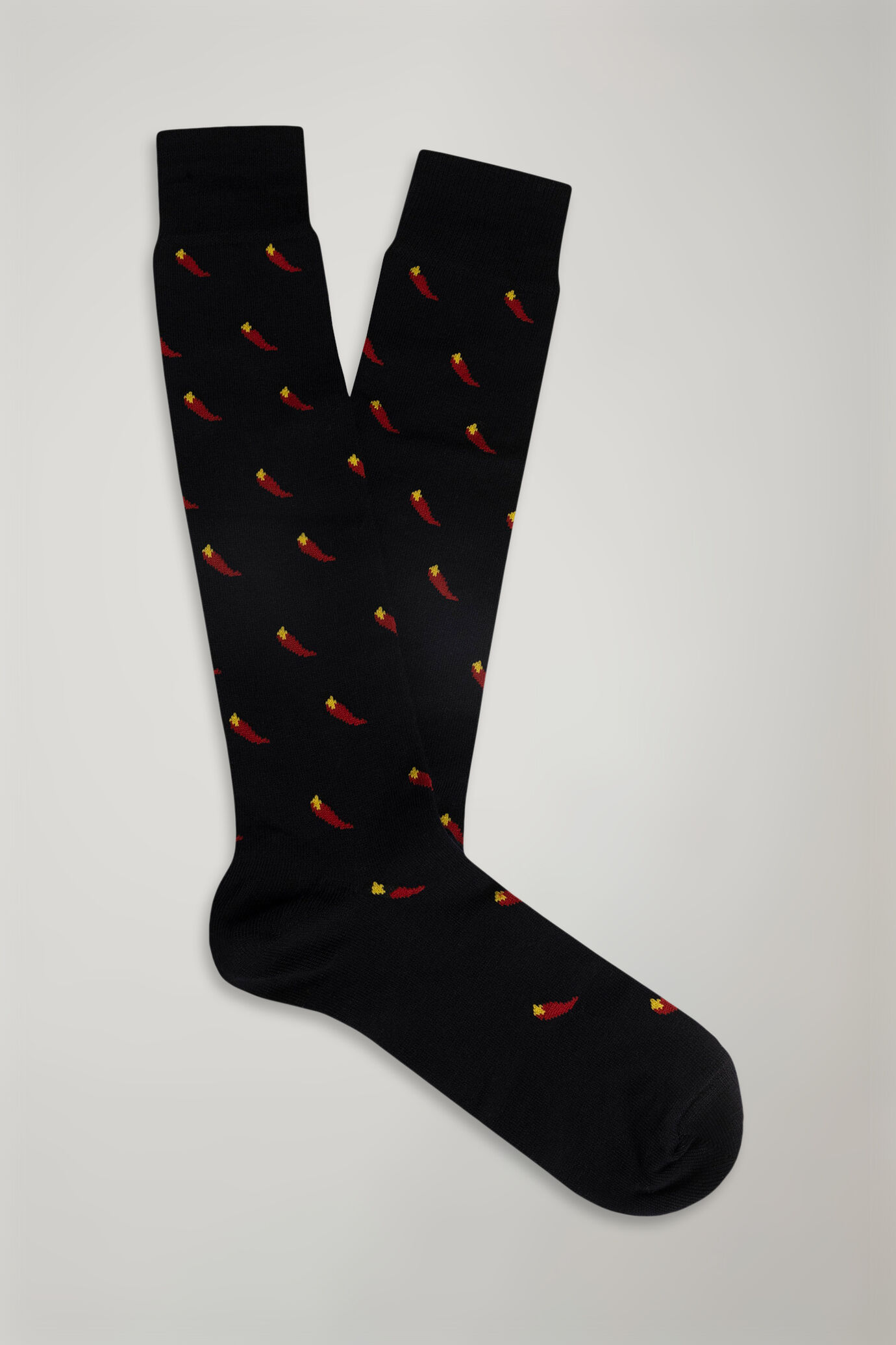 Gestrickte lange Socken mit Chilimuster made in Italy image number 0