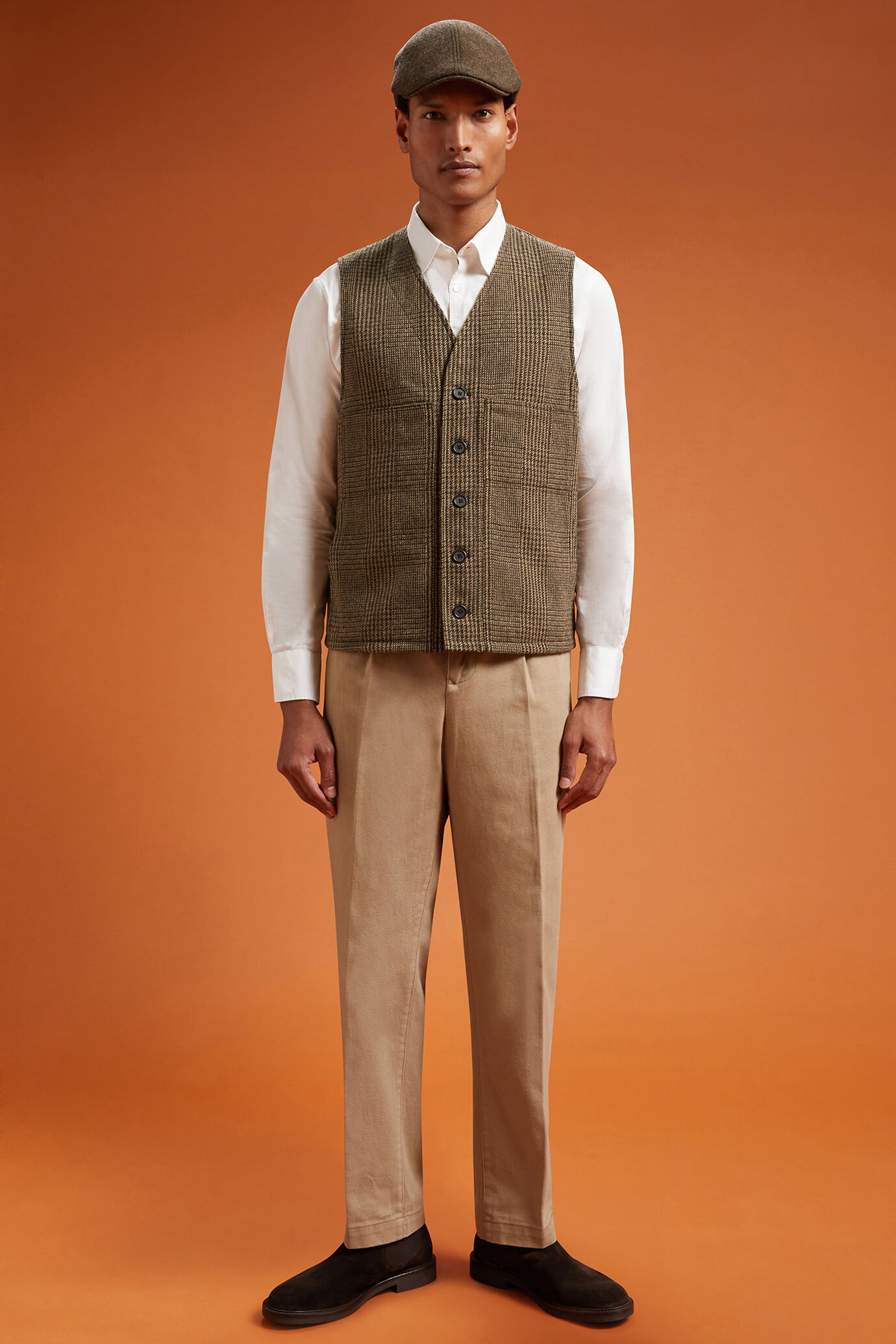 Gilet uomo monopetto con scollo a v disegno principe di galles Wool Blend regular fit image number 1
