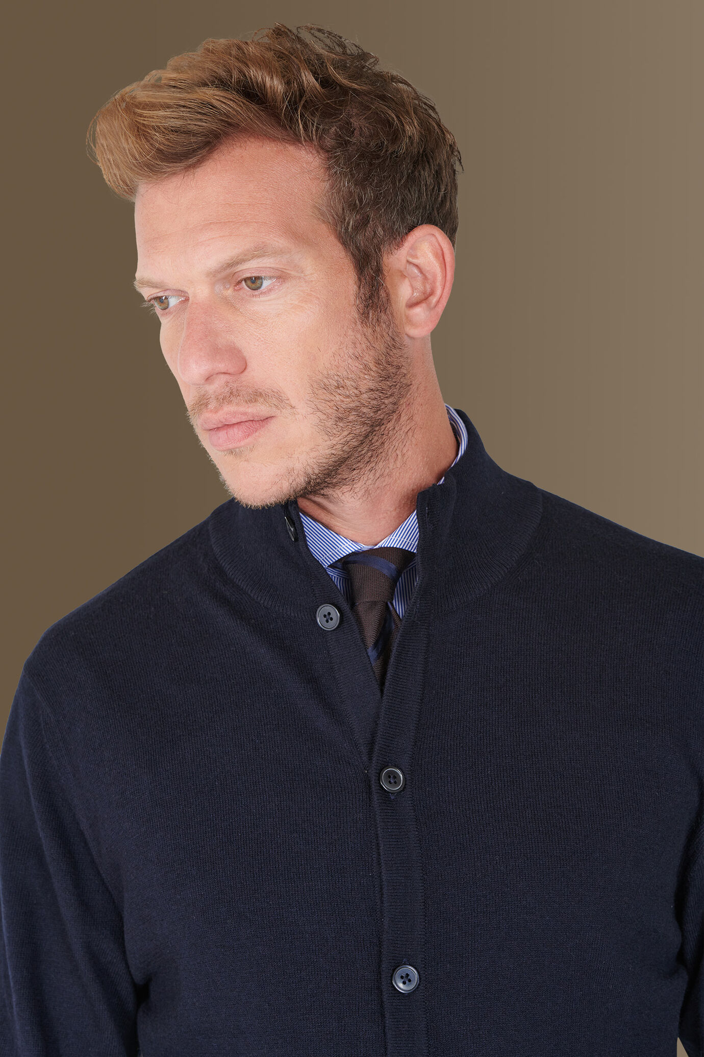 Cardigan collo alto in misto lana e cotone image number 2