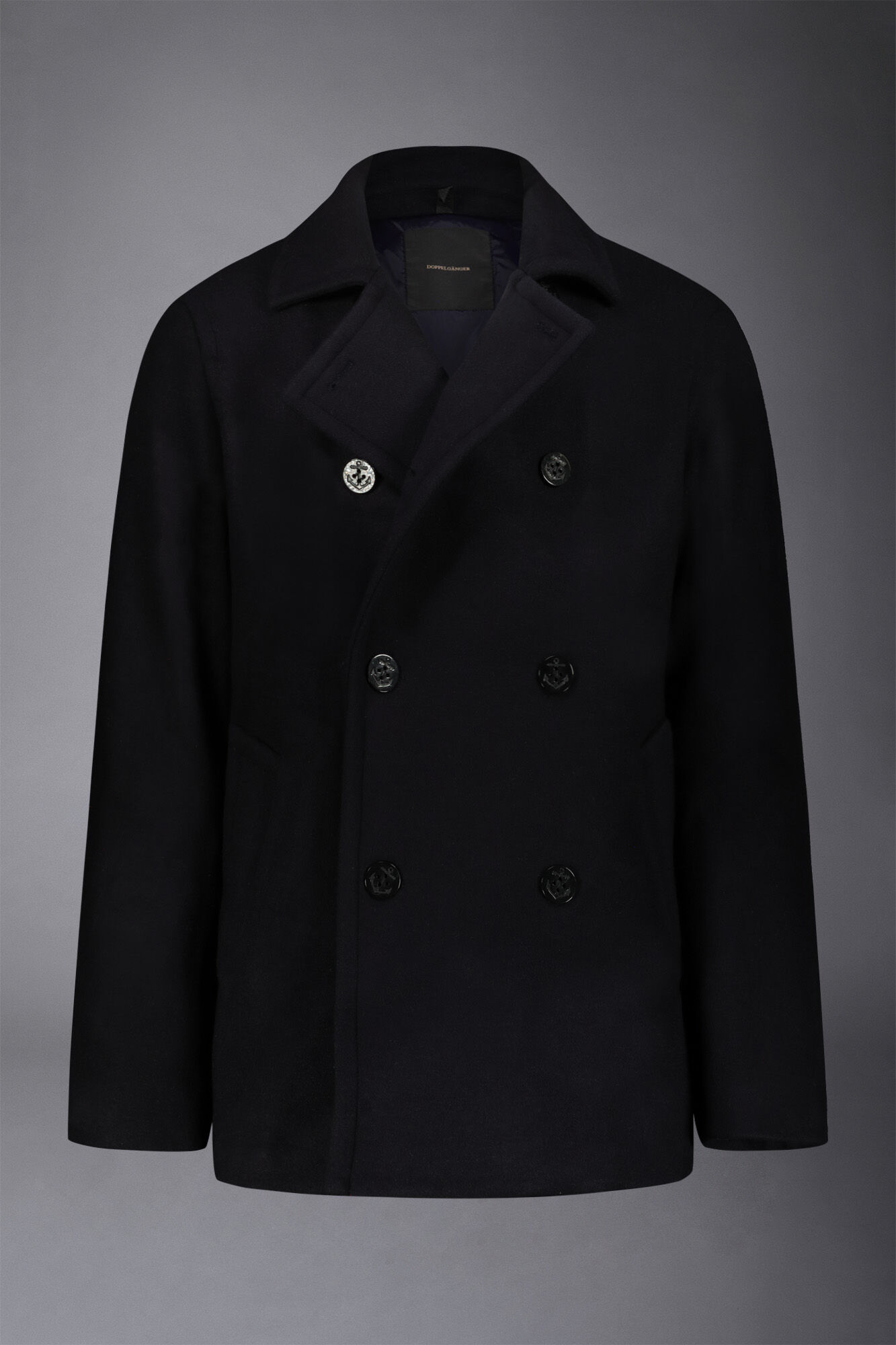 Men's wool-blend padded peacoat with regular fit side pockets