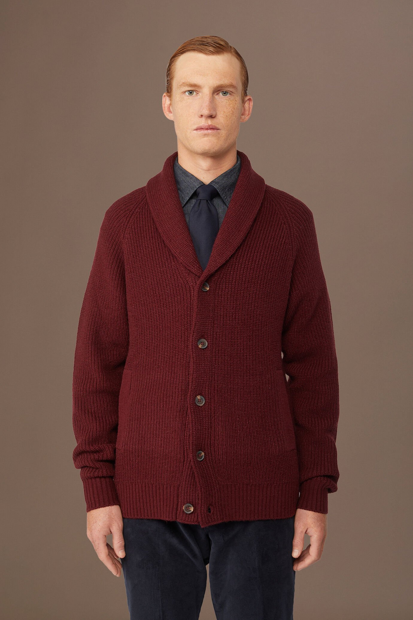 Gestrickte Strickjacke f&uuml;r Herren in englischer Strickoptik regul&auml;re Passform image number 0