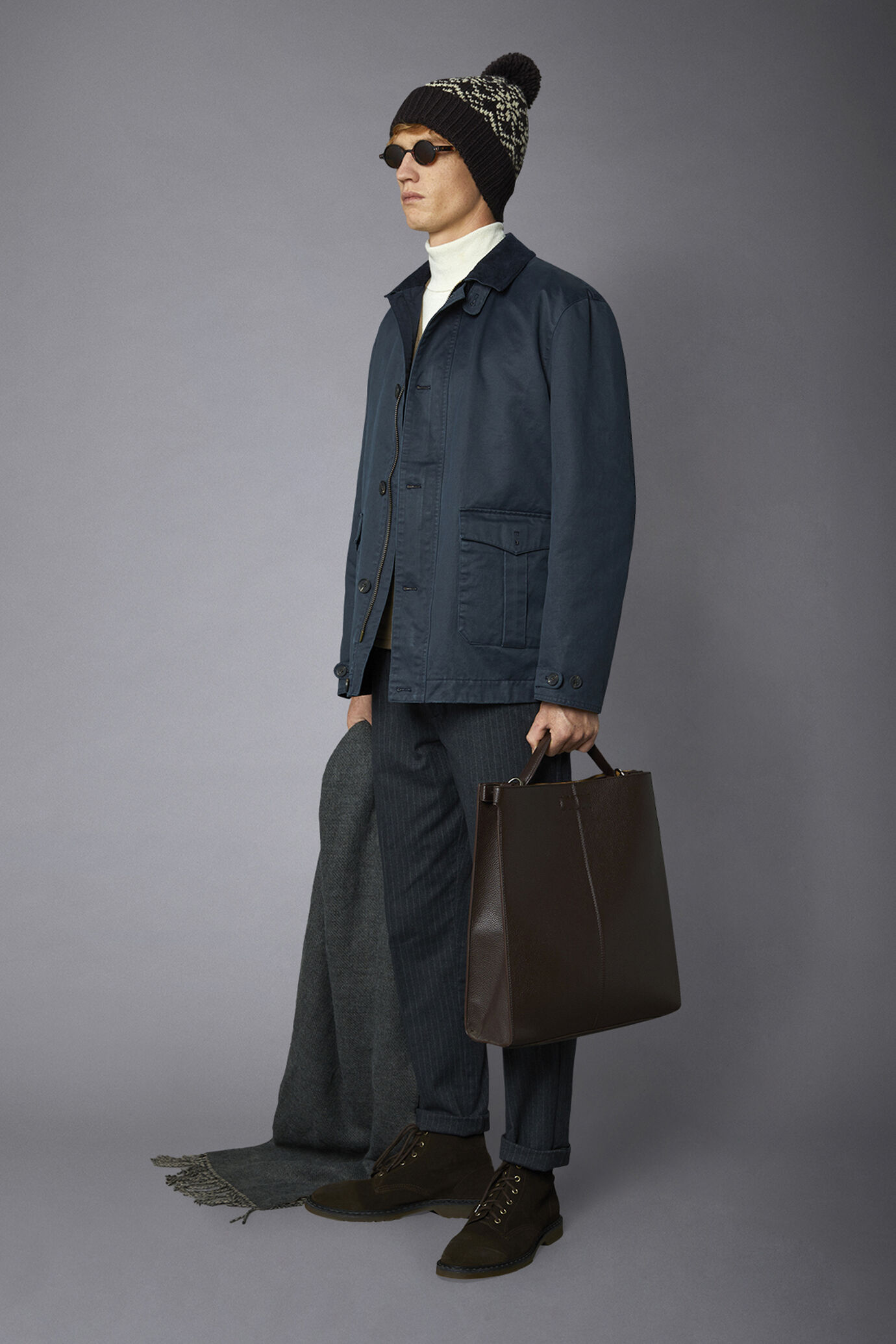 Men's waxed cotton touch jacket medium length image number 1