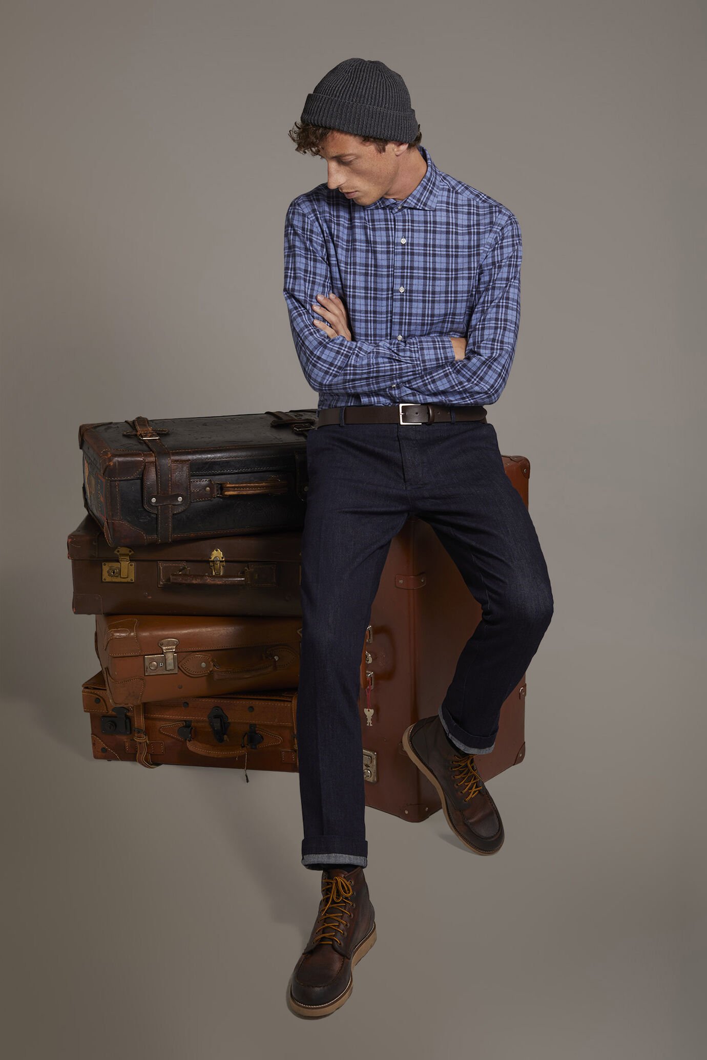 Jeans chino uomo regular fit tessuto denim image number 0