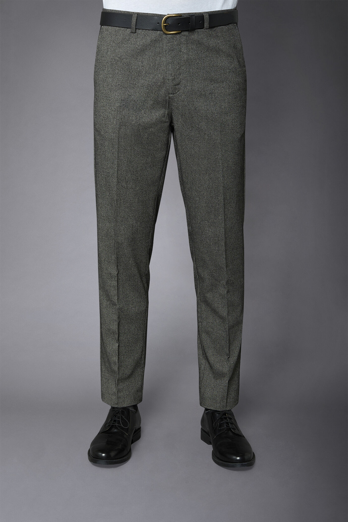 Pantalon chino en tweed de coton et laine regular fit image number 2