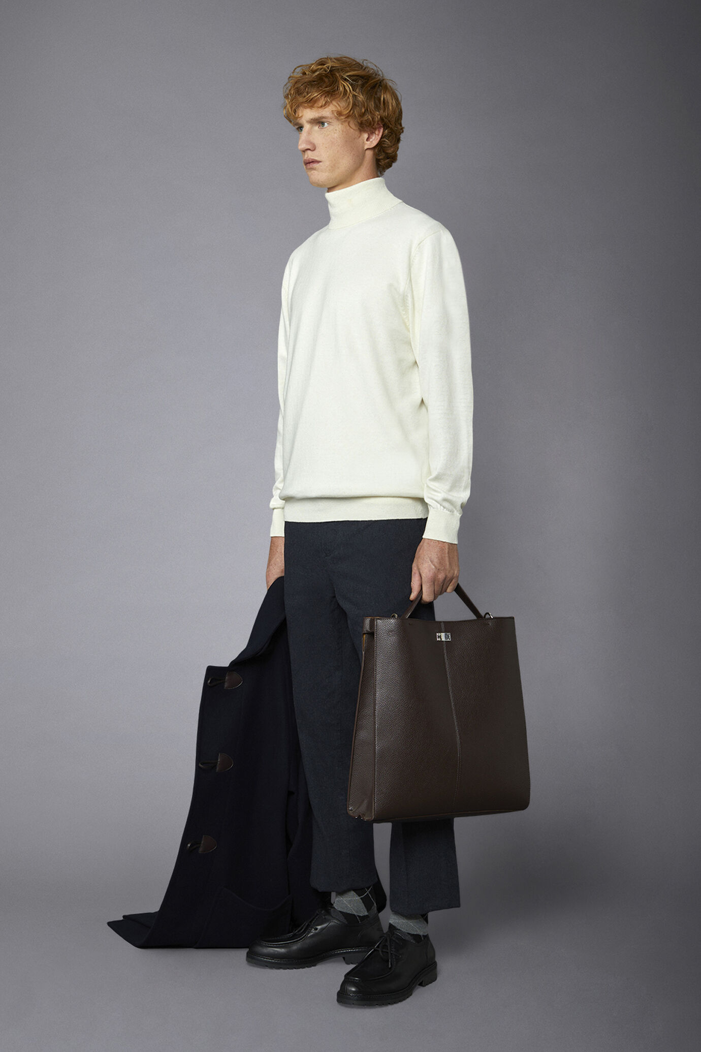 Men's wool and cotton turtleneck sweater image number 1