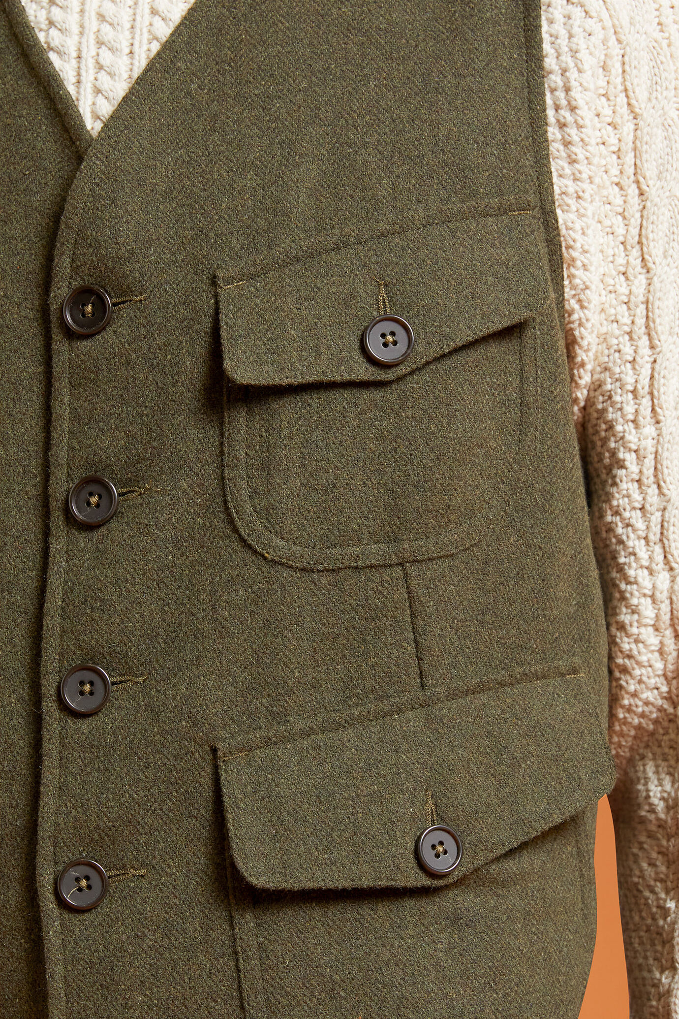 Men's regular fit single-breasted waistcoat with a V-neckline in a wool blend image number 2