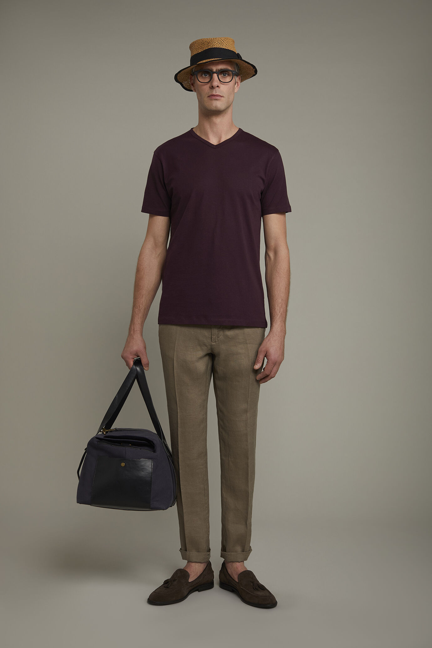 Regular fit Chino trousers 100% linen image number 0